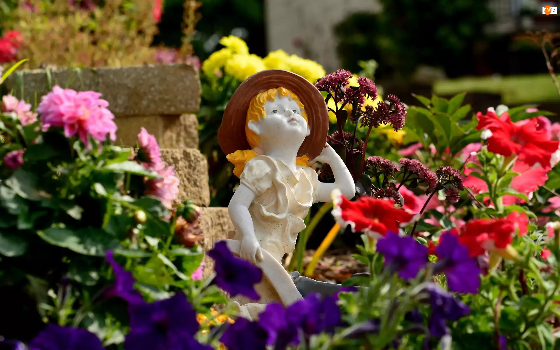 Figurka, Ogródek, Kwiaty