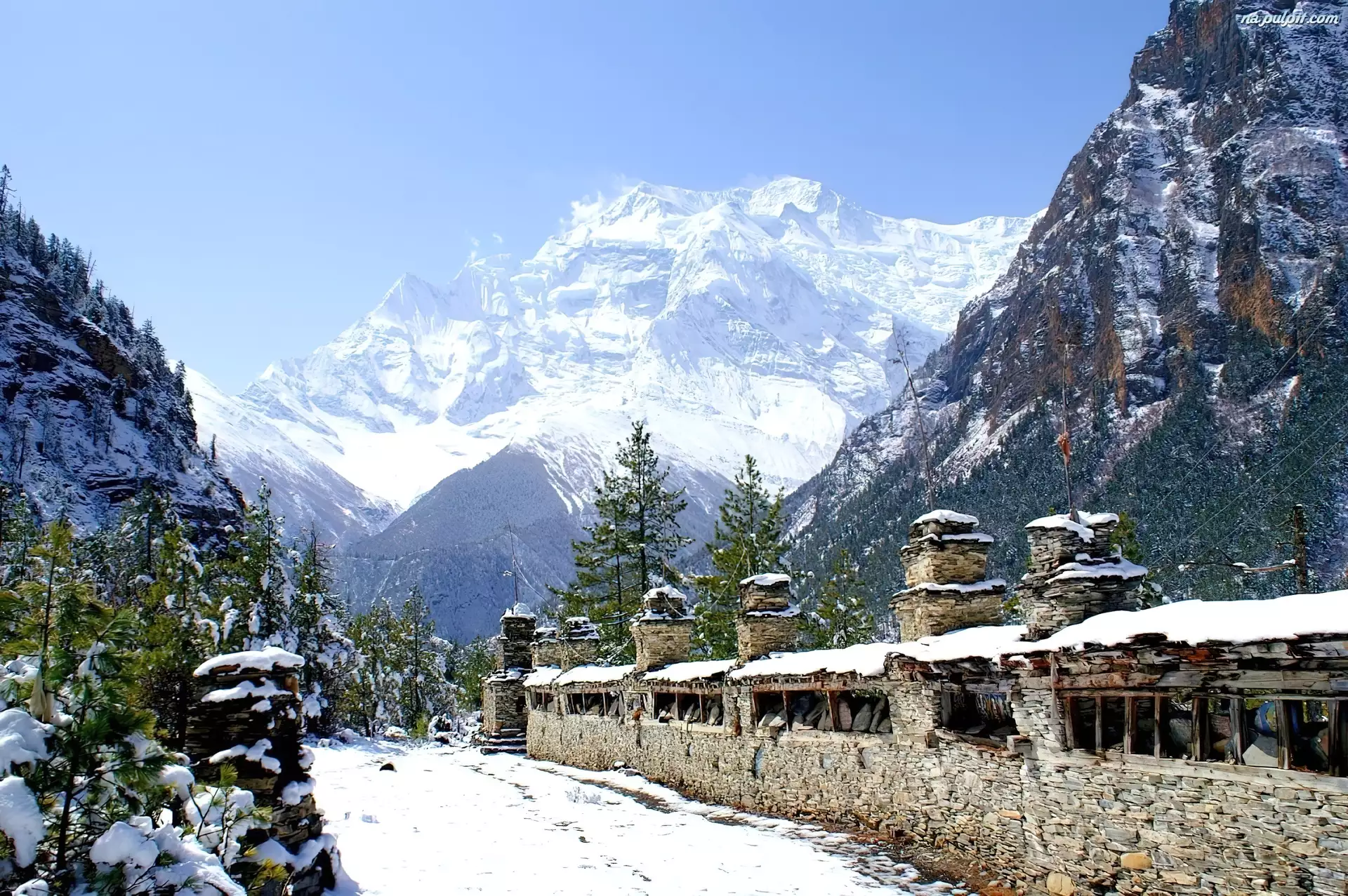 Nepal, Góry, Śnieg, Płot
