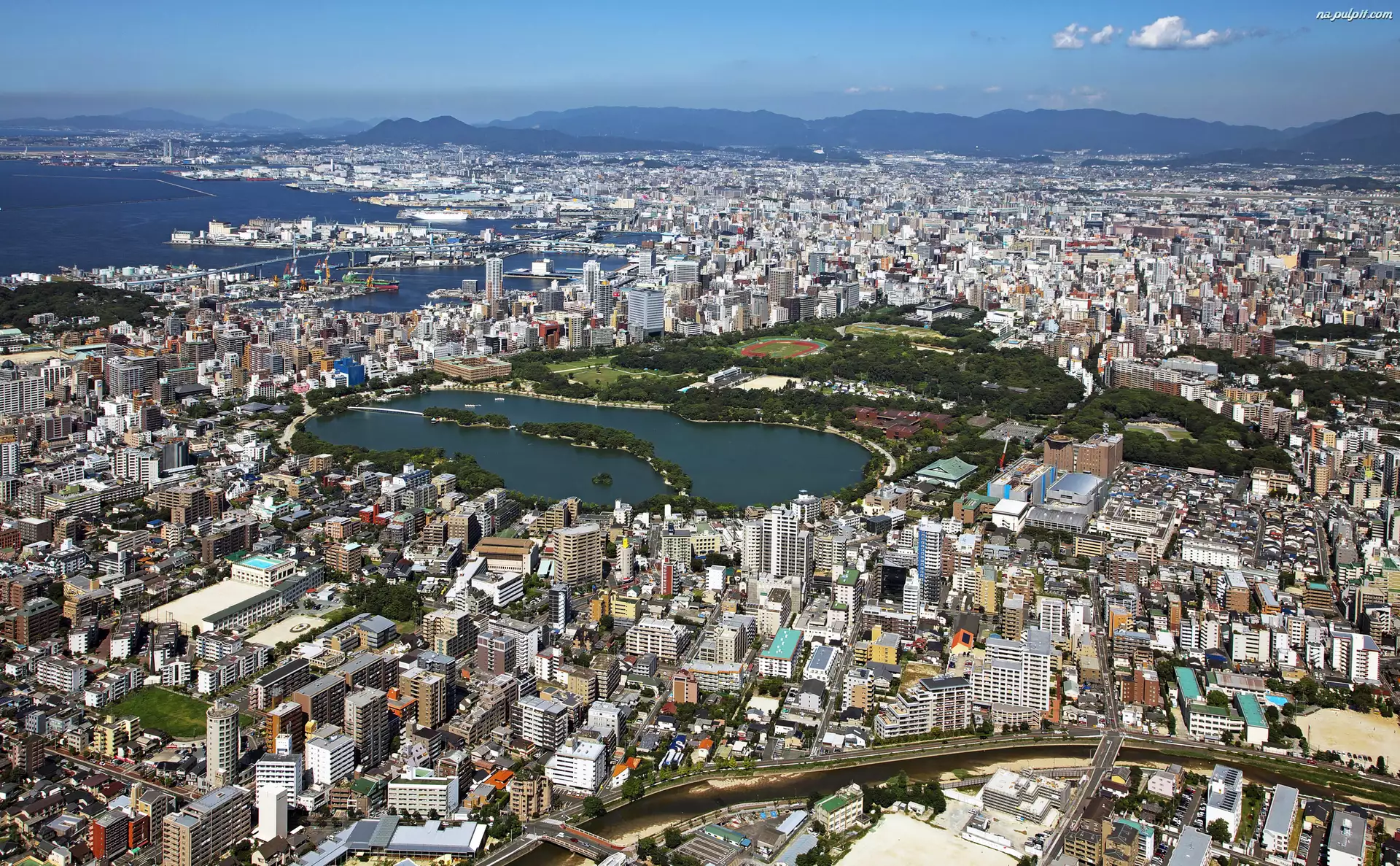 Miasto, Fukuoka, Japonia, Panorama