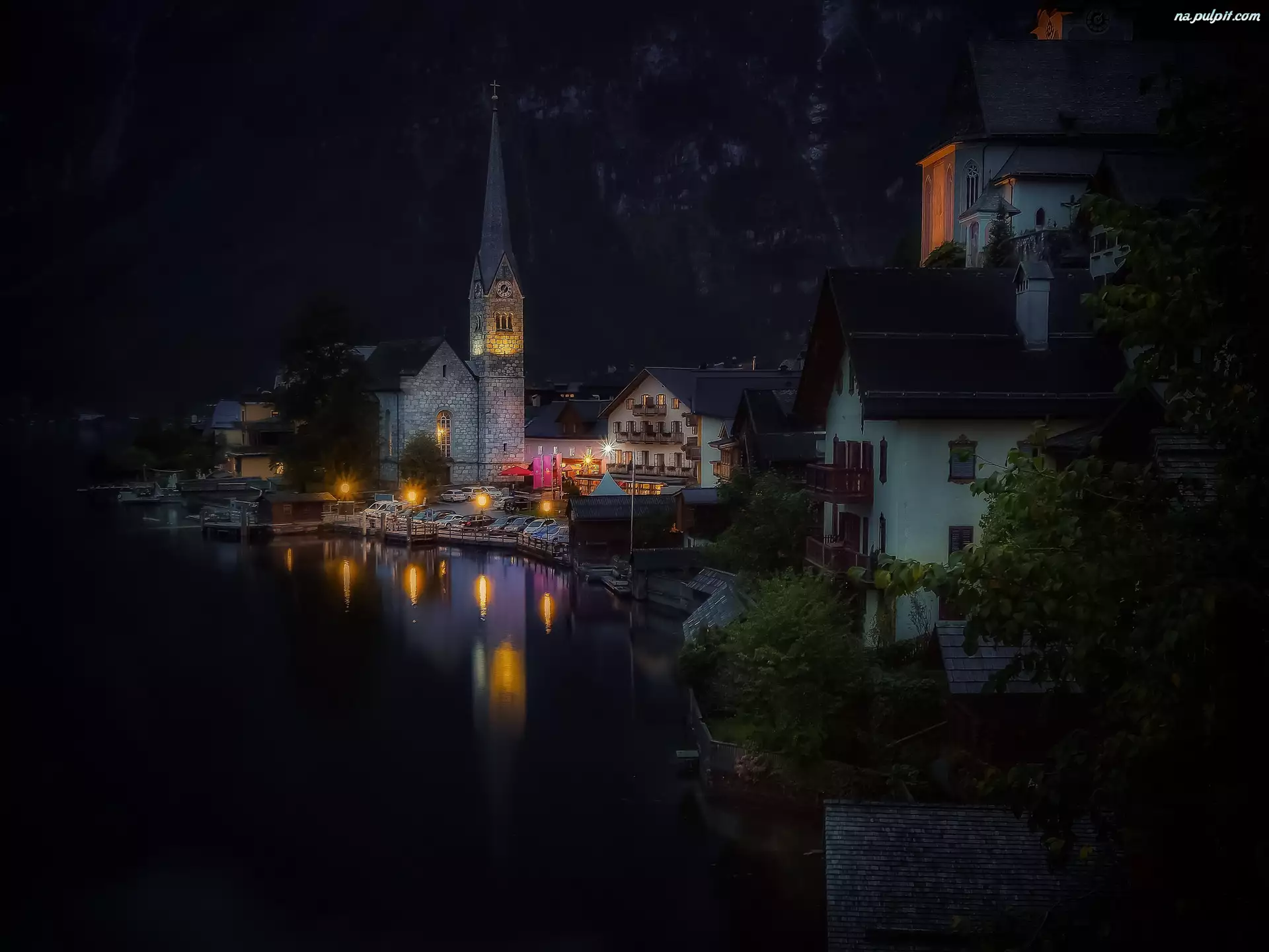 Hallstatt, Noc, Austria, Miasto