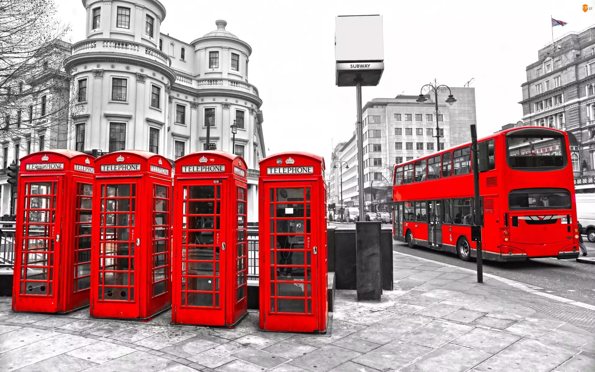 Londyn, Autobus, Czerwone, Budki telefoniczne