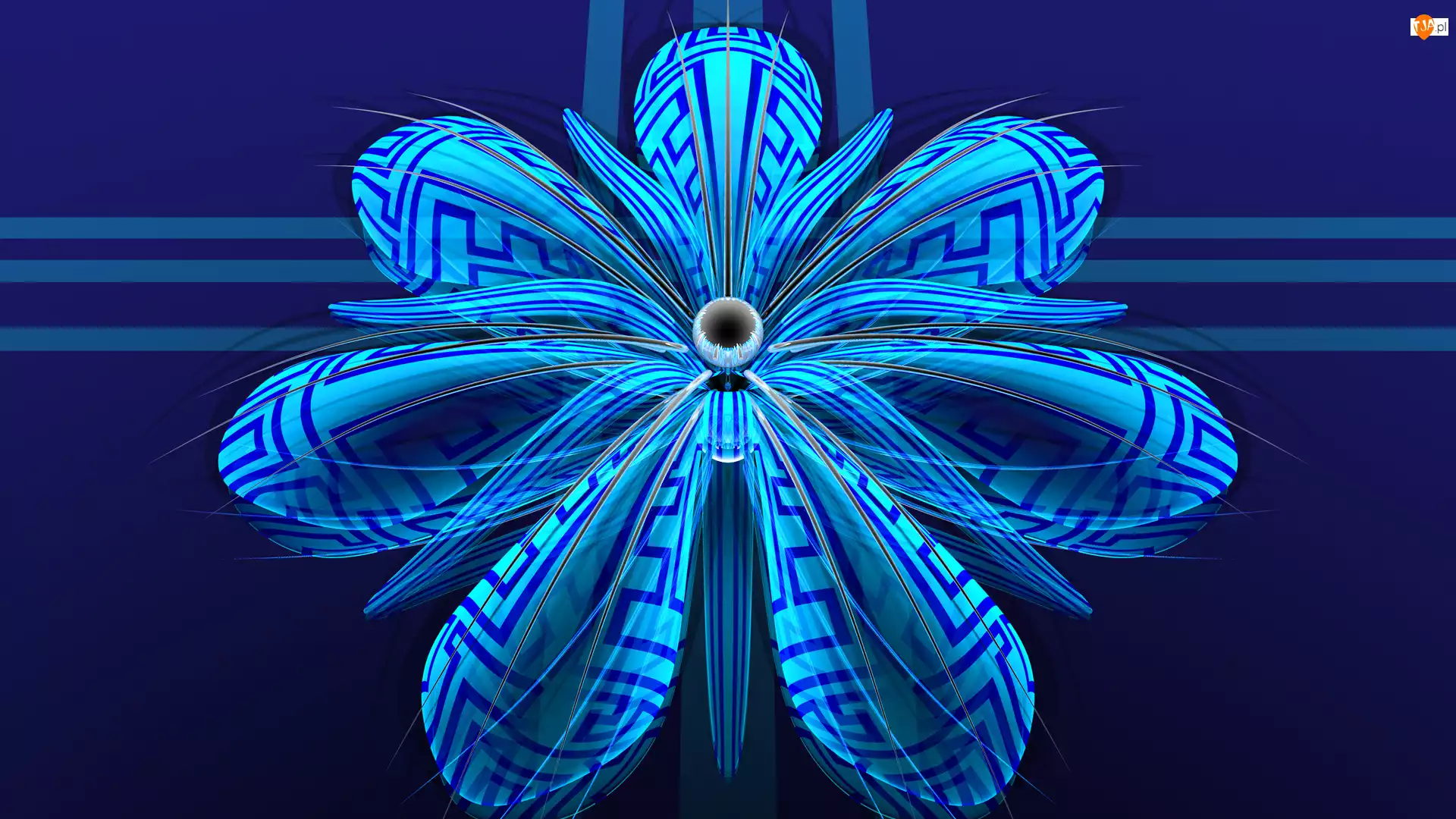 Kwiat, Grafika 3D, Niebieski