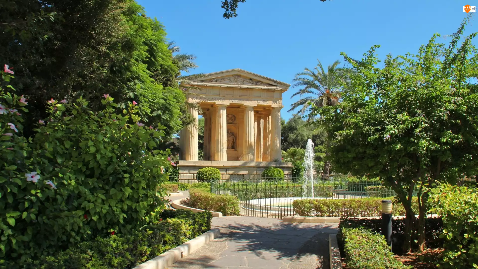 Park, Drzewo, Malta, Altana, Valetta, Fontana