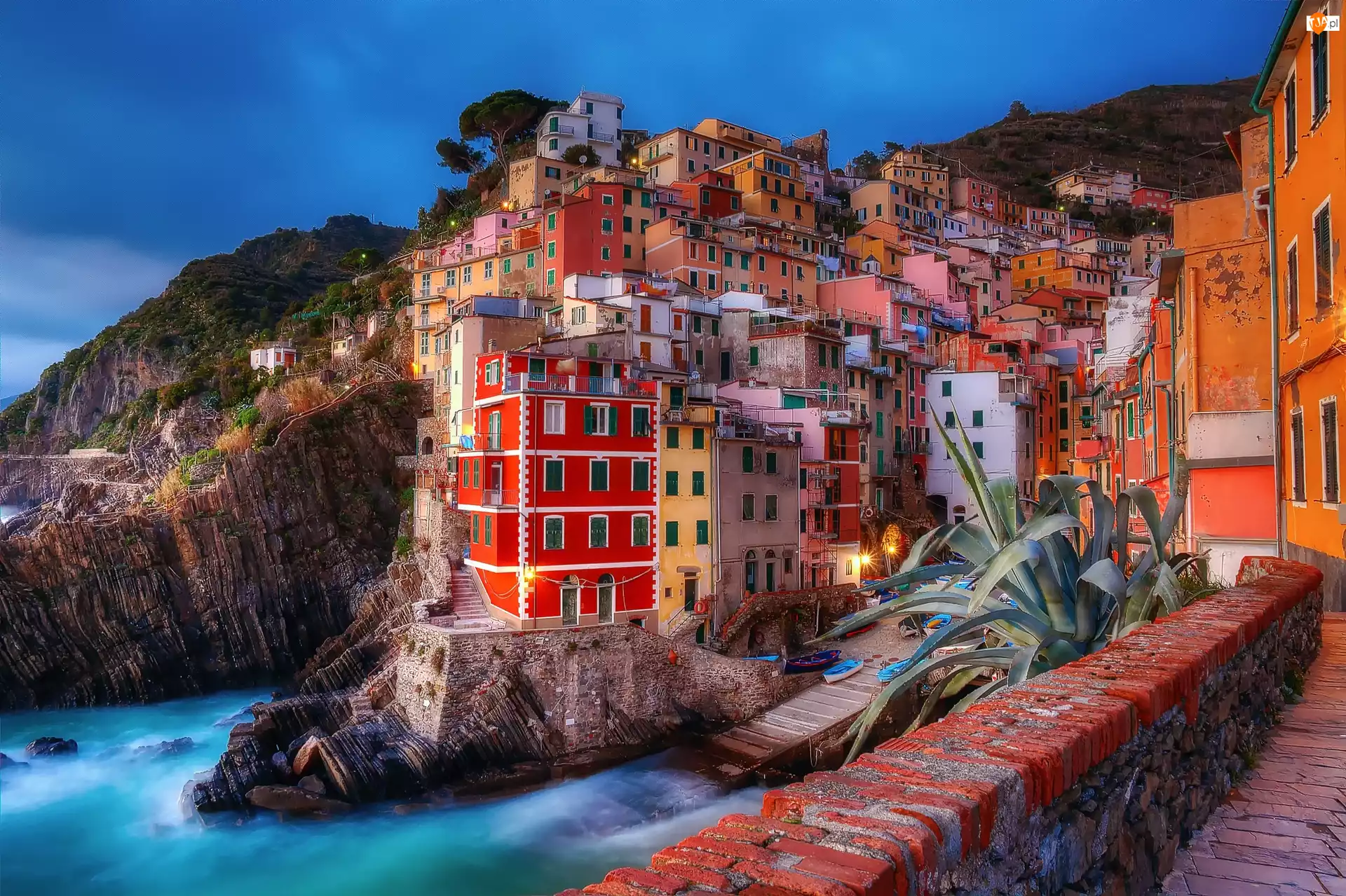 Domy, Włochy, Riomaggiore, Liguria, Wybrzeże