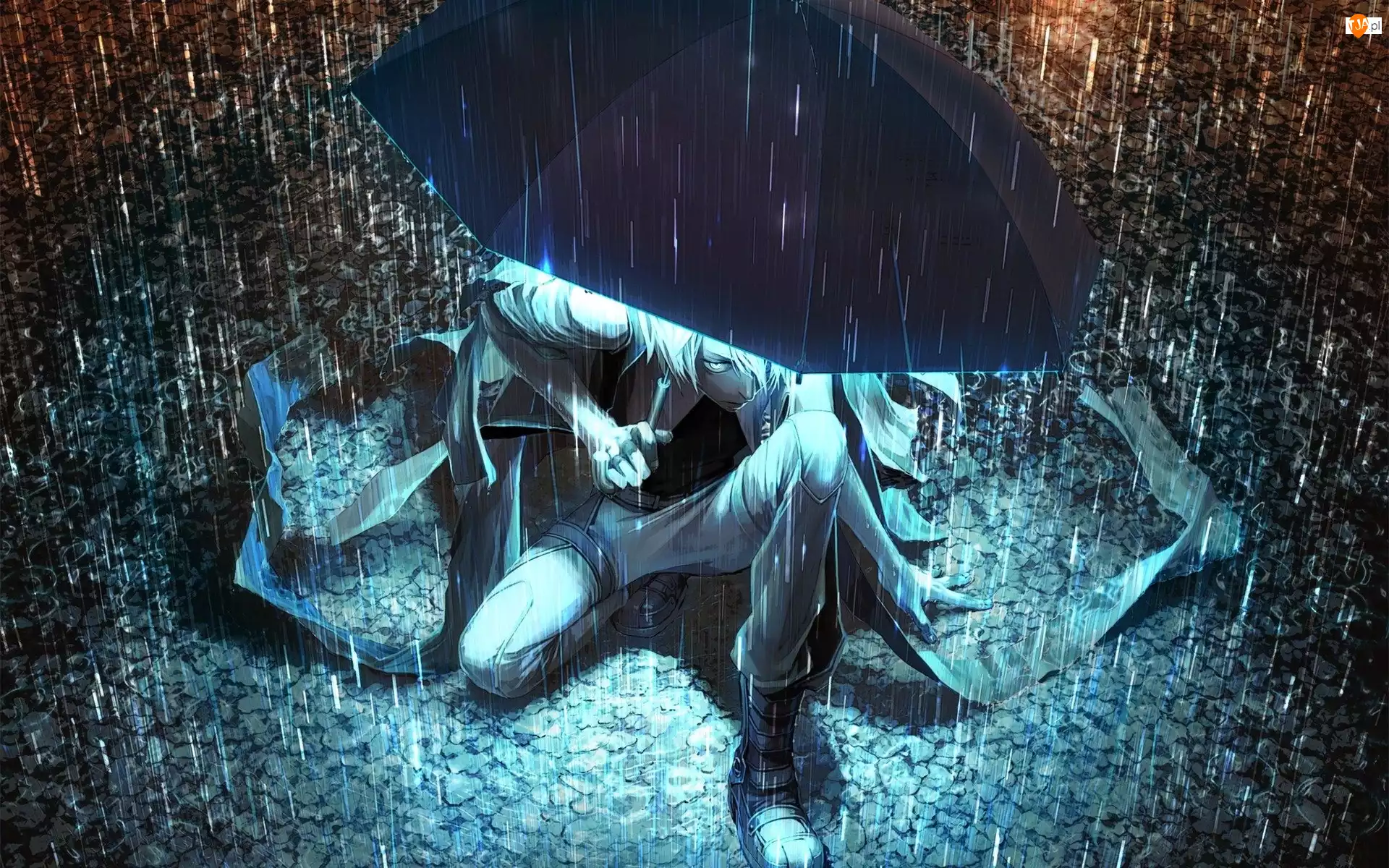 Manga, Deszcz, Anime, Parasol