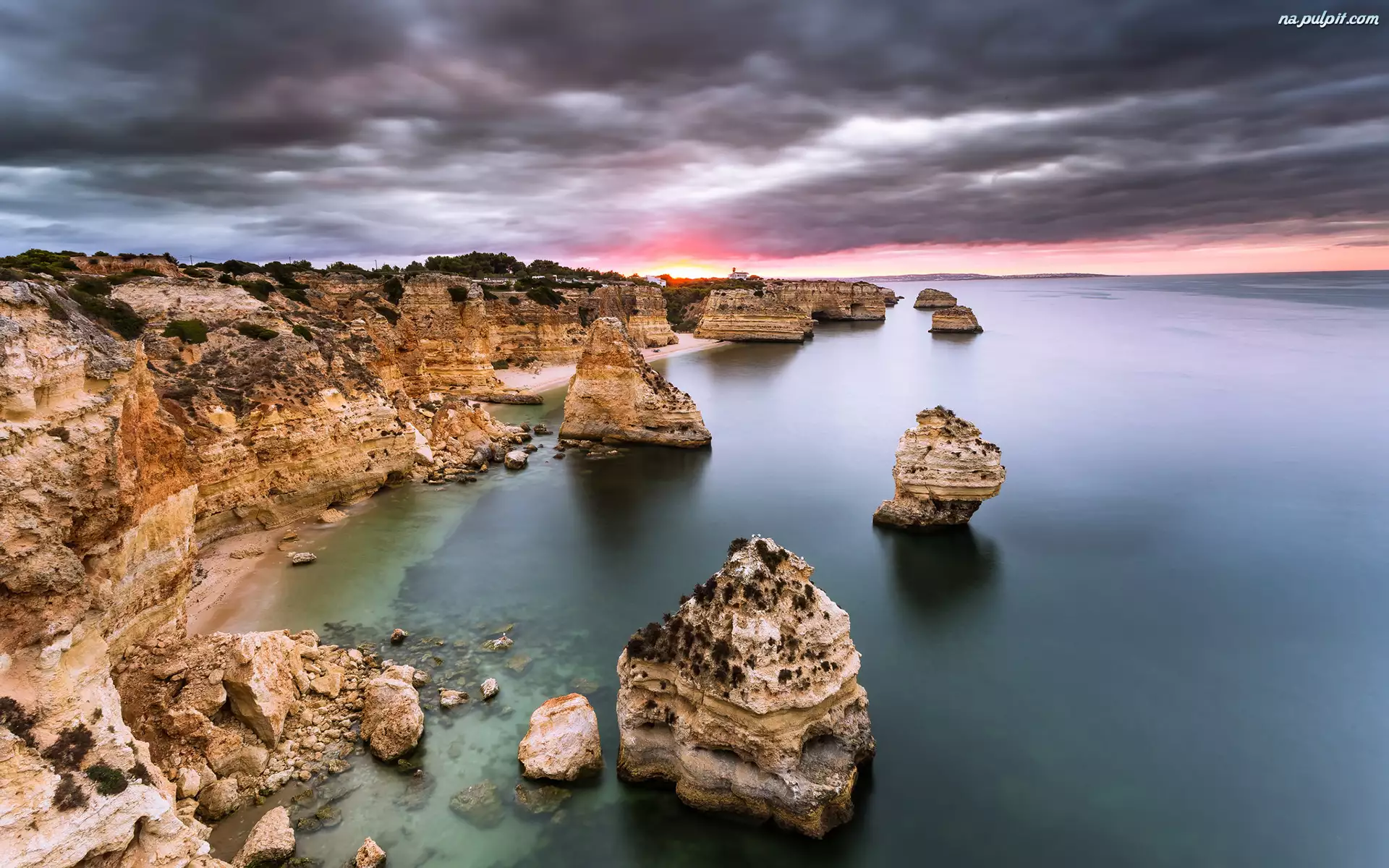 Portugalia, Skały, Wybrzeże Algarve, Ocean Atlantycki