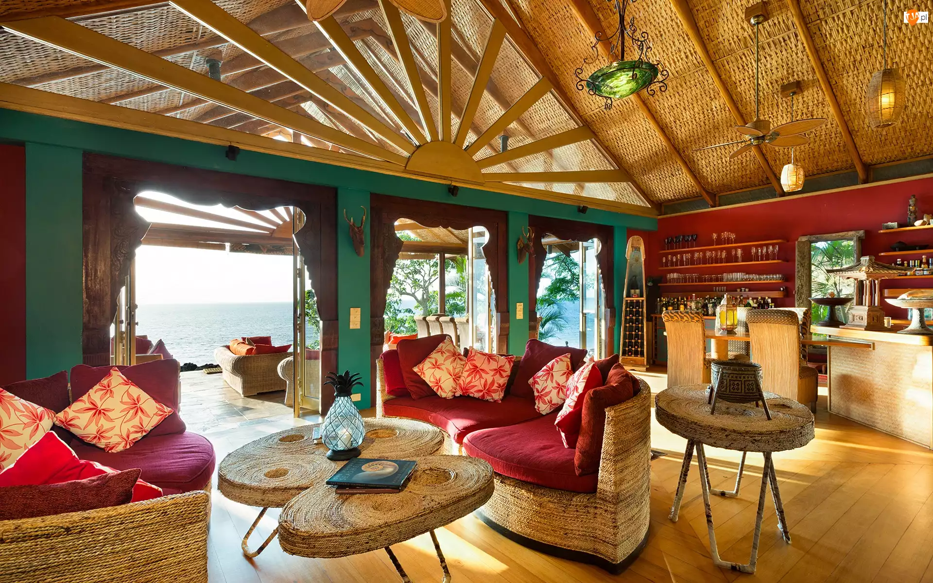 Kurort, Hotelowy, Fidżi, Salon, Ocean Spokojny