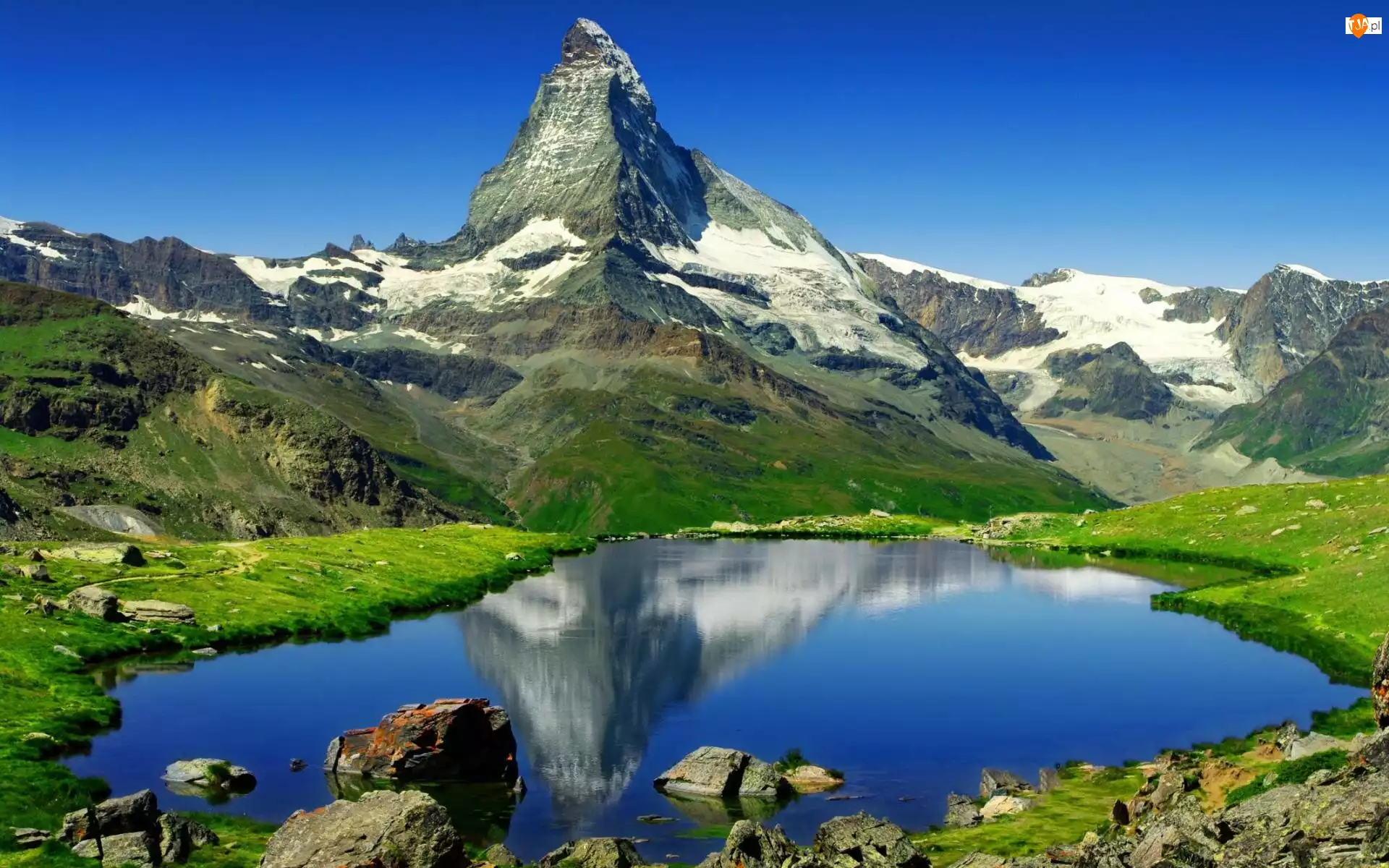Góry, Szwajcaria, Jezioro, Matterhorn