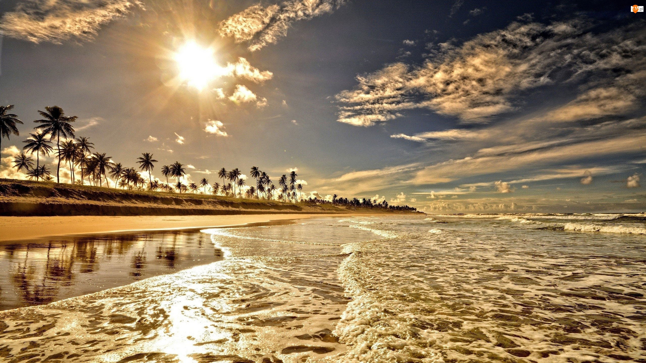 Niebo, Plaża, Słońce