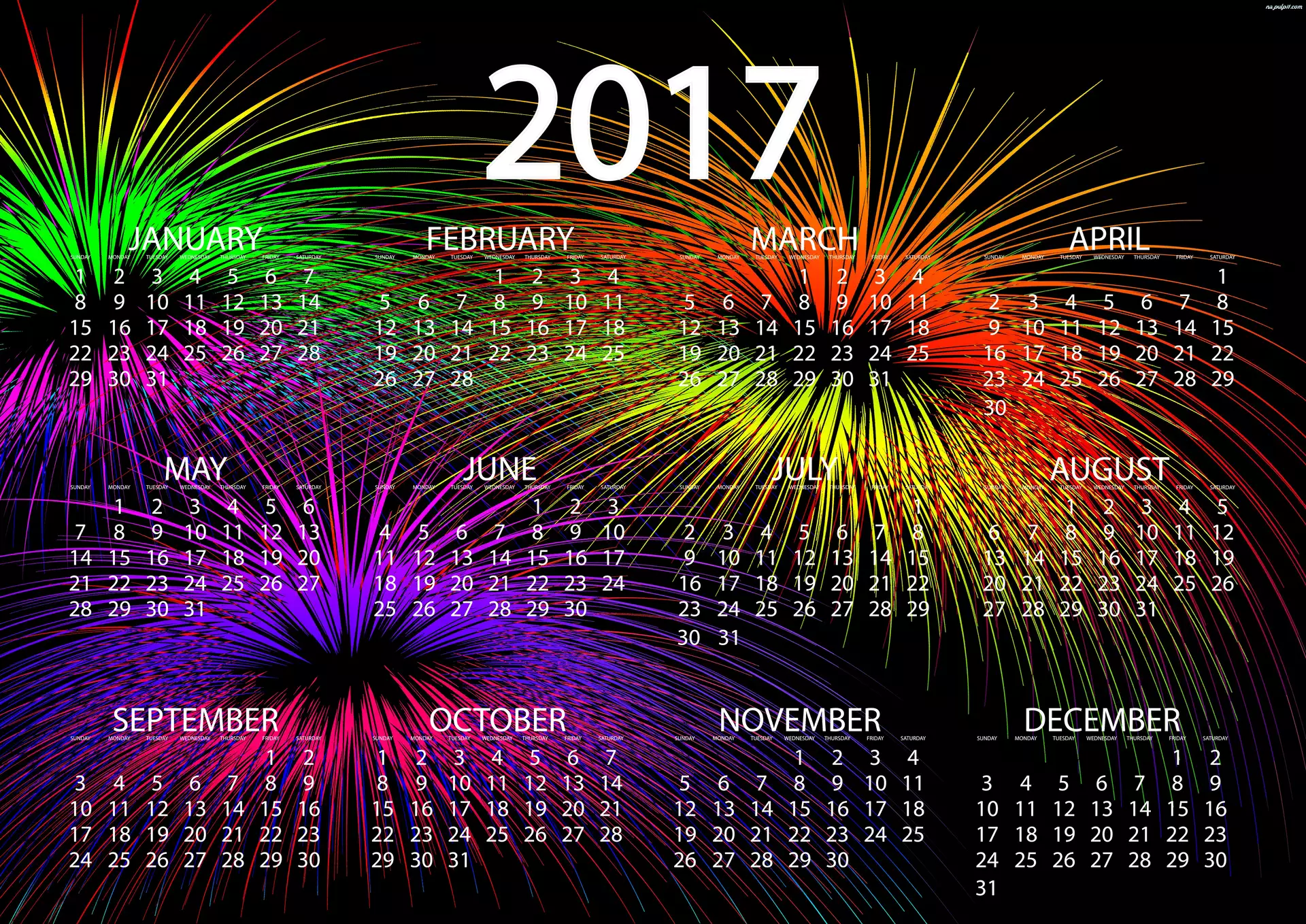 Kalendarz, Nowy Rok 2017