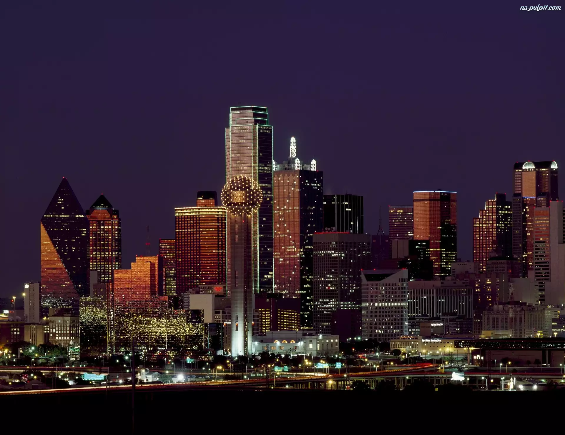Miasto nocą, Dallas, Teksas, Stany Zjednoczone