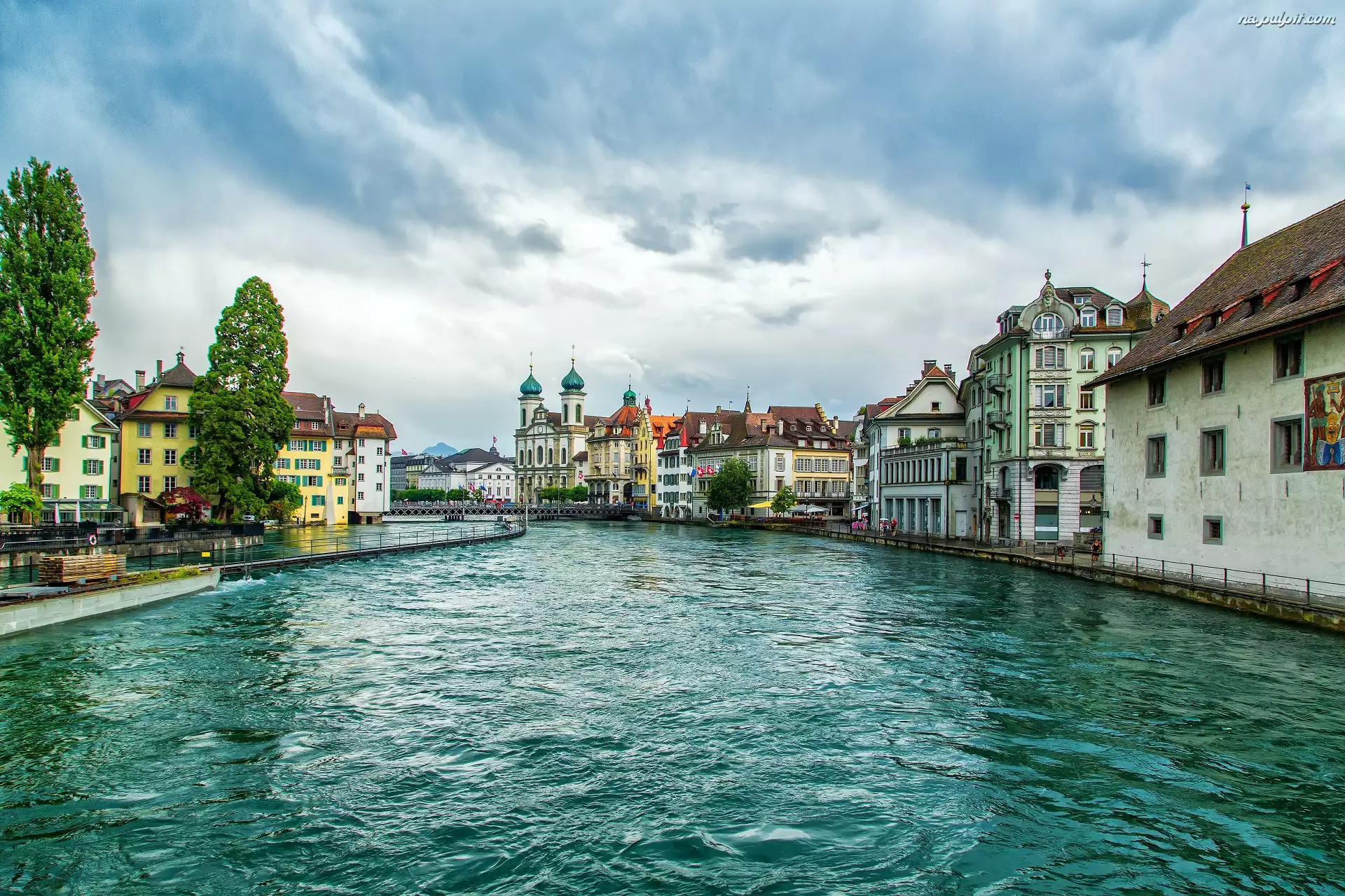 Lucerna, Szwajcaria, Rzeka Reuss, Zdjęcie miasta
