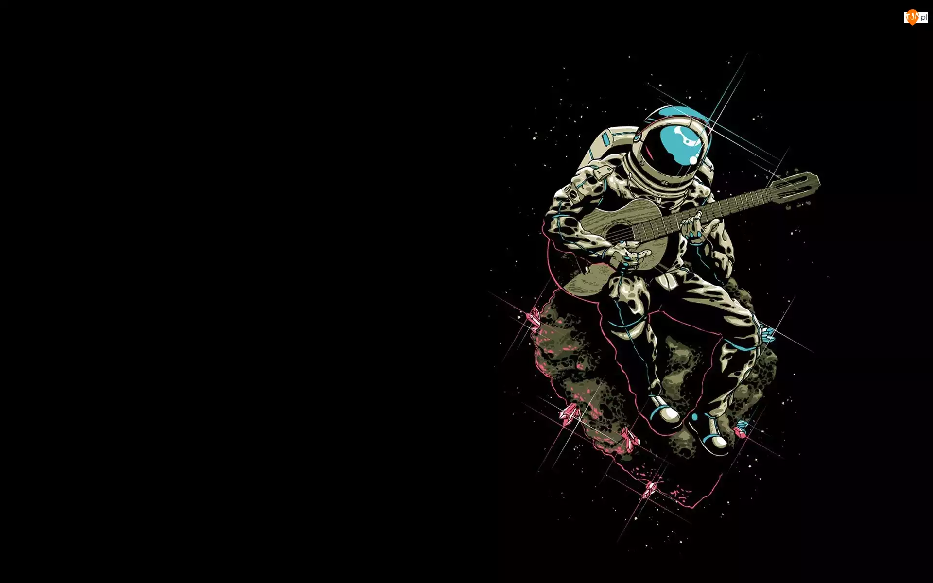 Kosmos, Grafika 2D, Astronauta, Gitara