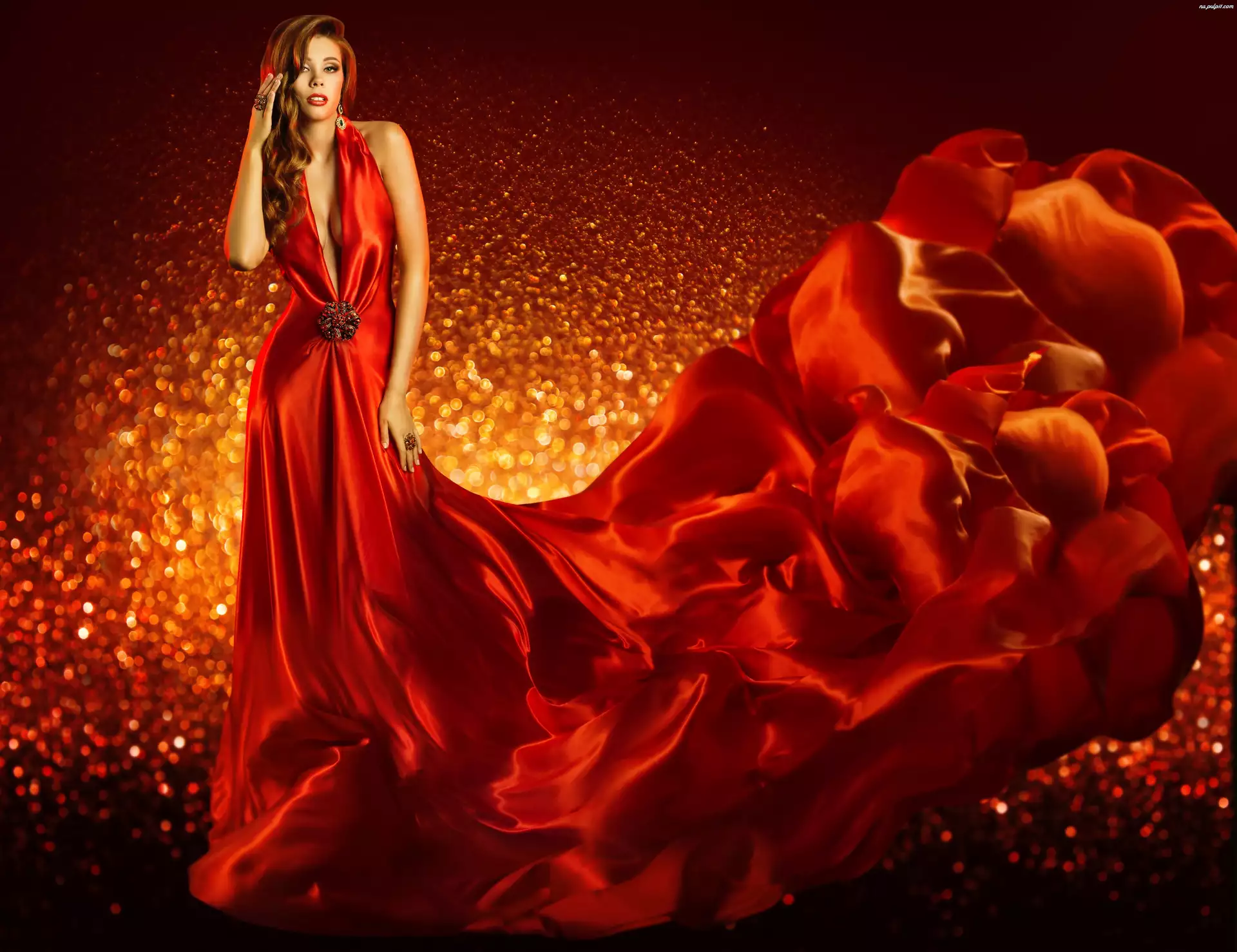 Suknia, Kobieta, Czerwona