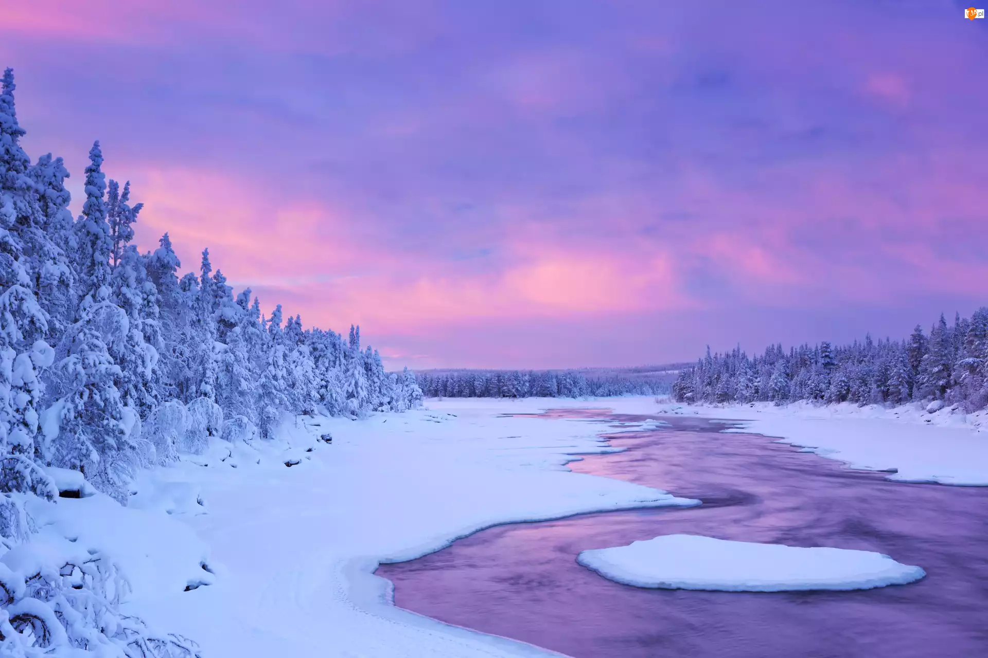 Laponia Rzeka, Zima, Finlandia
