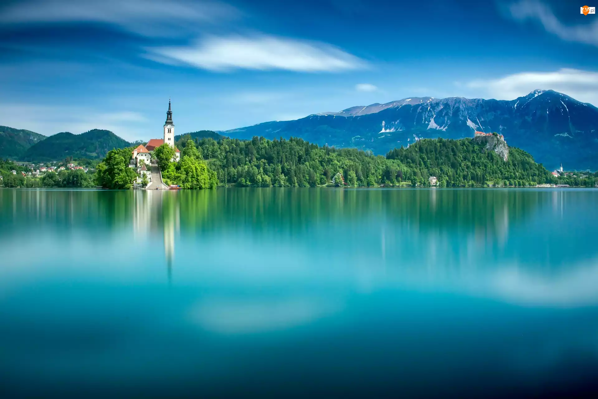 Las, Słowenia, Kościół, Jezioro Bled, Góry