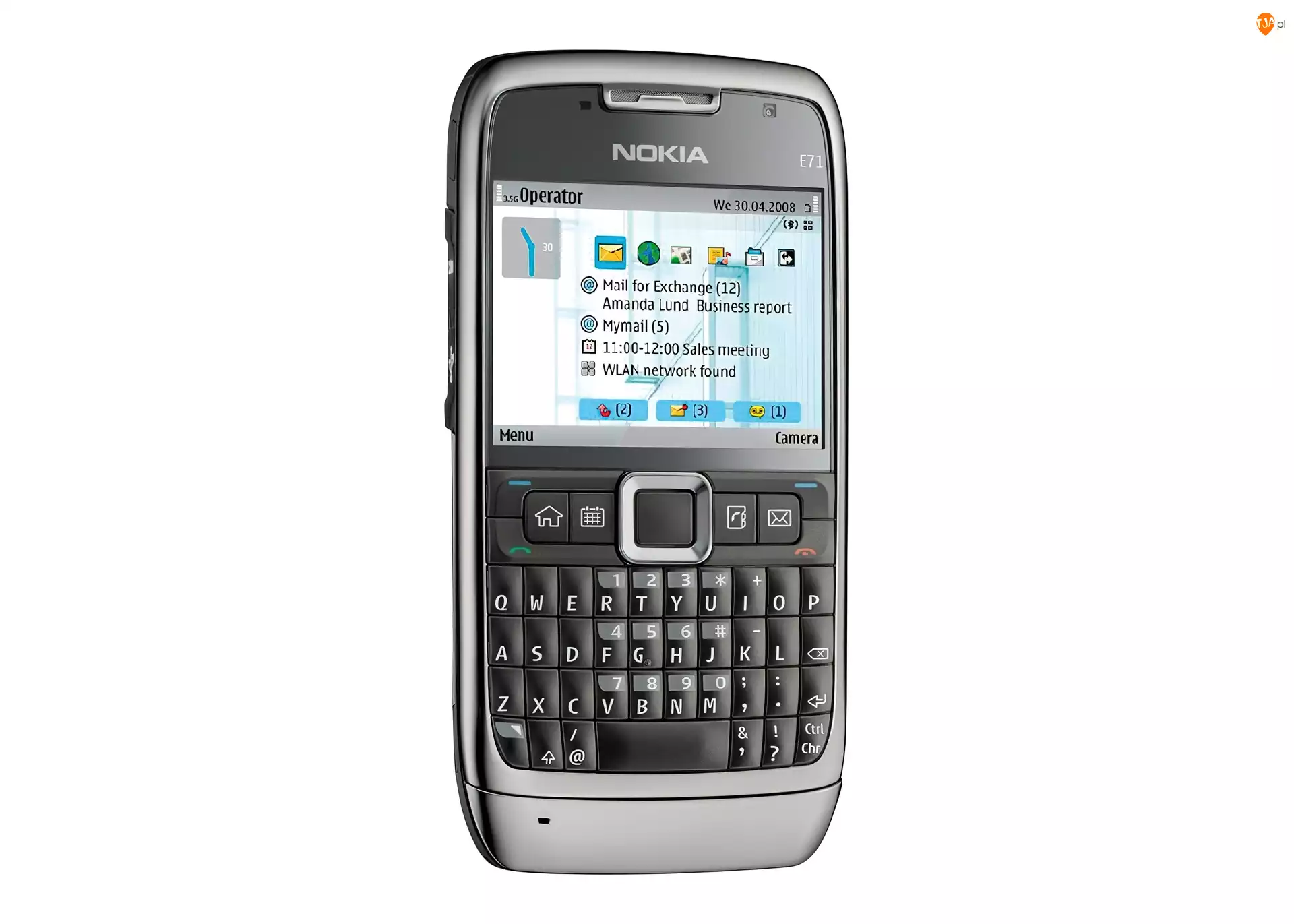 QWERTY, Nokia E71, Srebrny