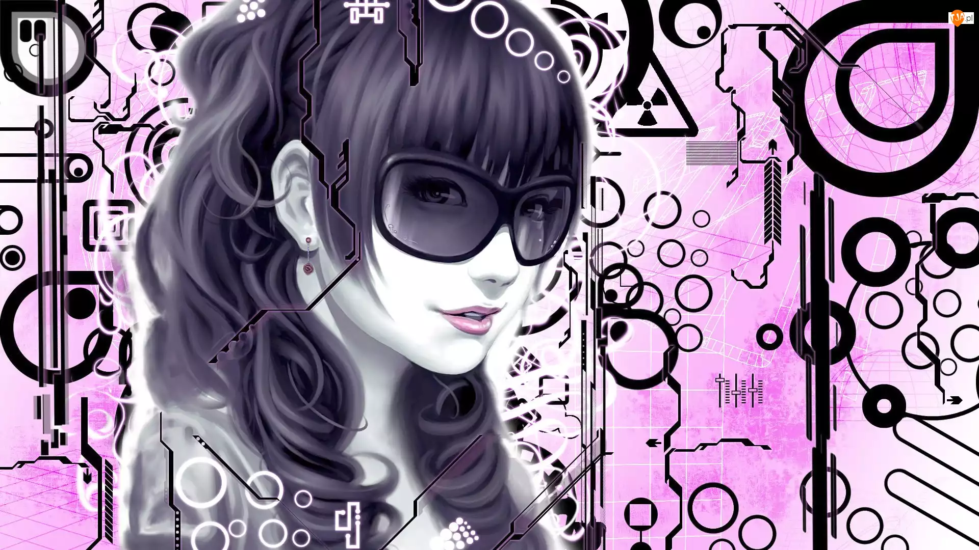 Grafika 2D, Dziewczyna, Okulary, Wzory