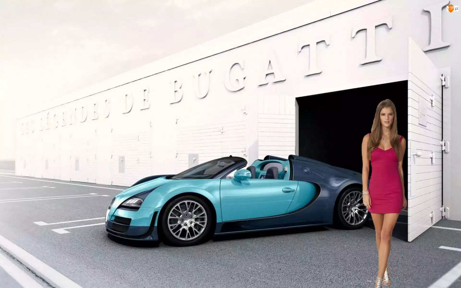 Sportowy, Kobieta, Modelka, Bugatti Veyron
