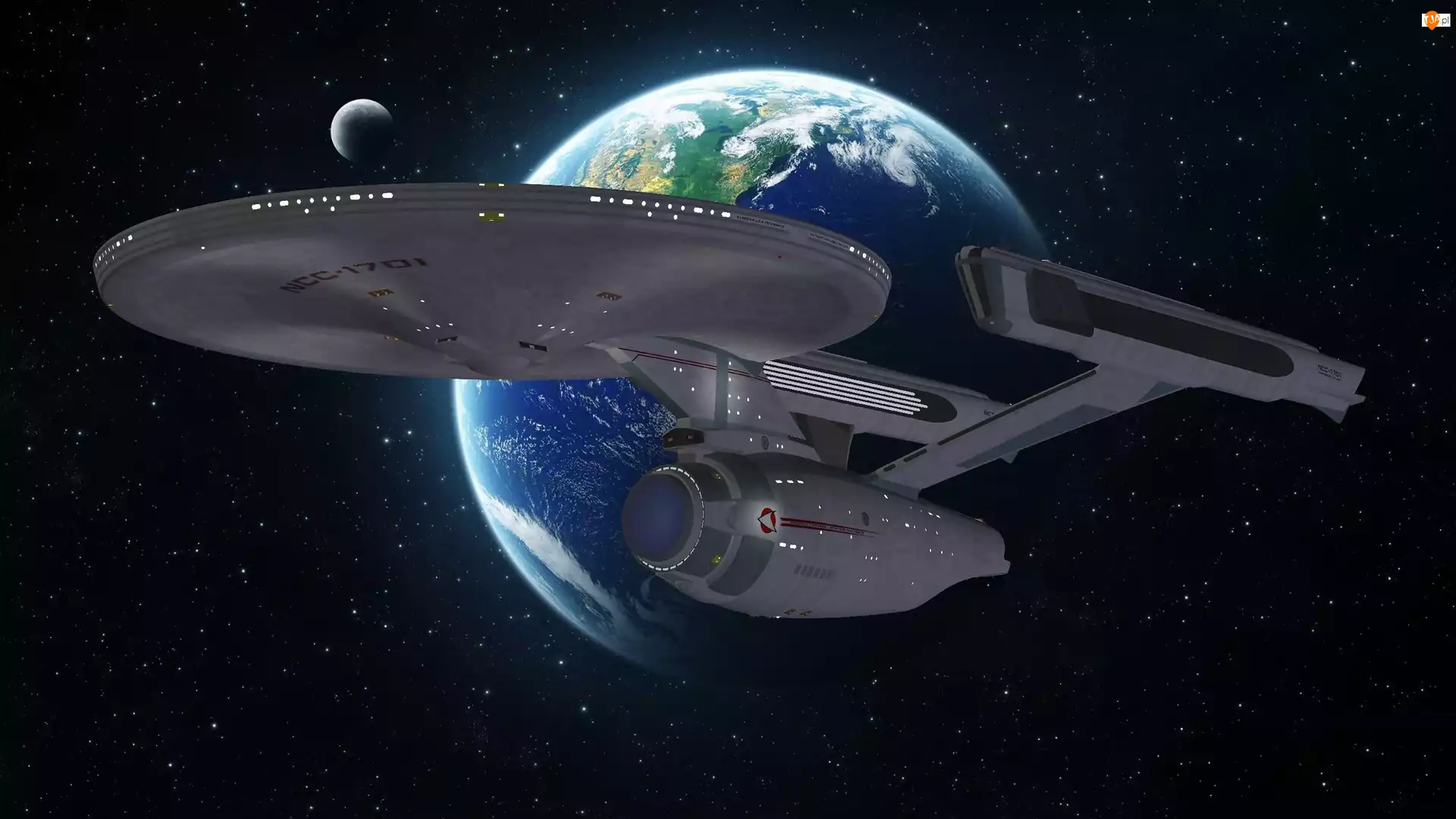 Star Trek, Serial, Statek kosmiczny Enterprise NCC-1701, Gwiazdy, Ziemia, Kosmos