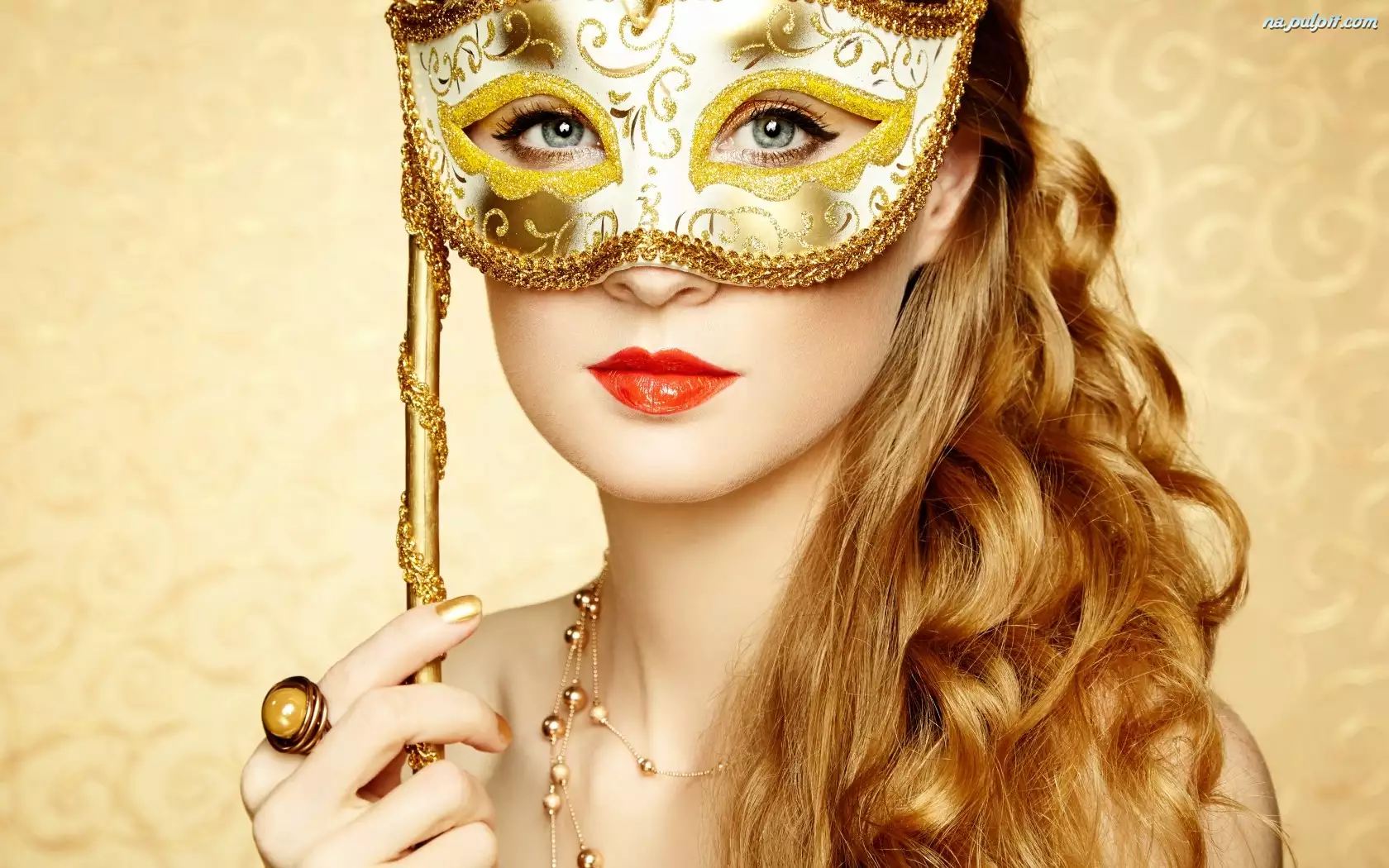 Biżuteria, Kobieta, Maska, Spojrzenie, Makijaż