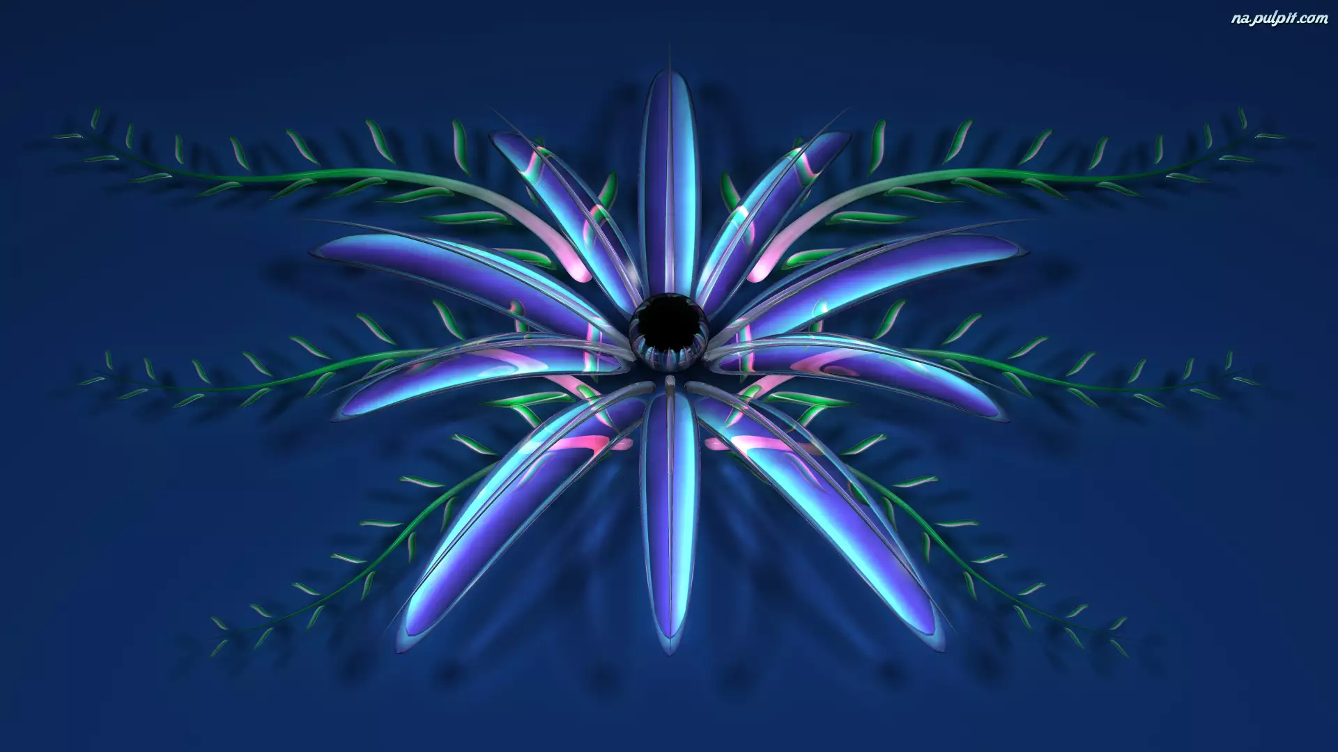Kwiat, Grafika 3D, Niebieski