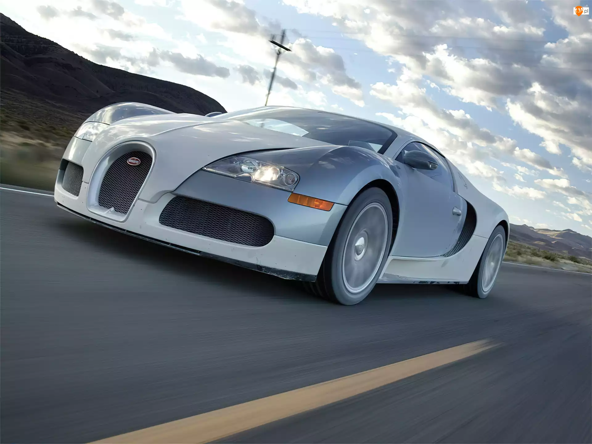 Prędkość, Szary, Bugatti Veyron, Duża
