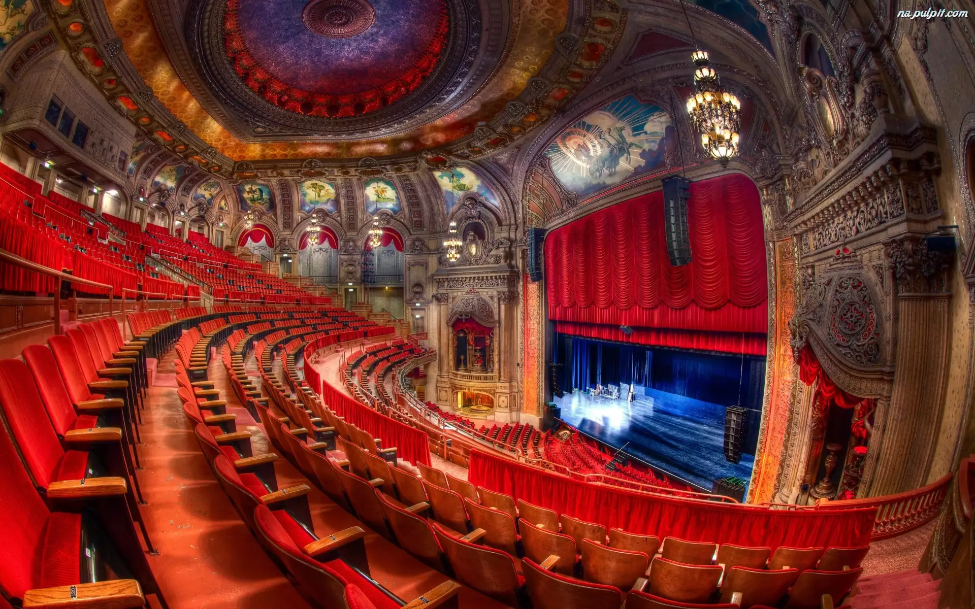 Scena, Teatr Chicago Theatre, Stan Illinois, Stany Zjednoczone, Widownia, Chicago, Wnętrze