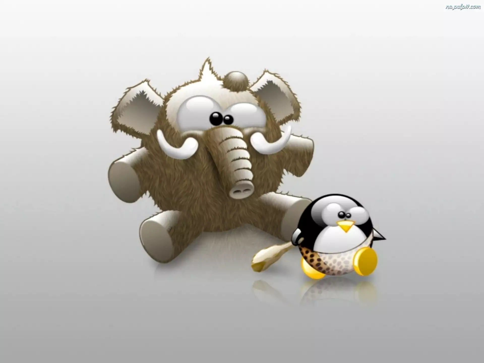Linux, mamut, maczuga, pingwin, grafika