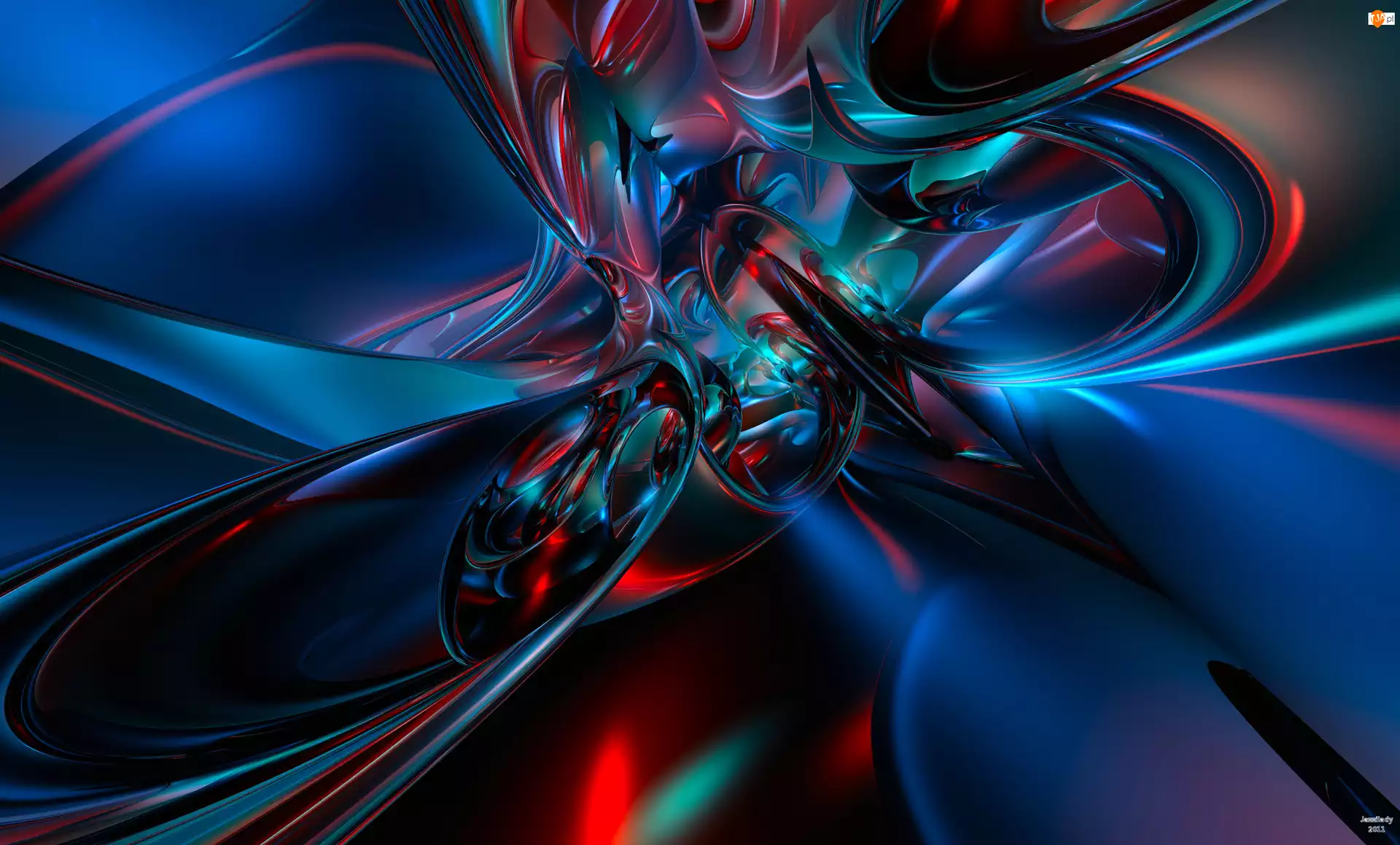 Abstrakcja, Grafika 3D, Czerwono-niebieska