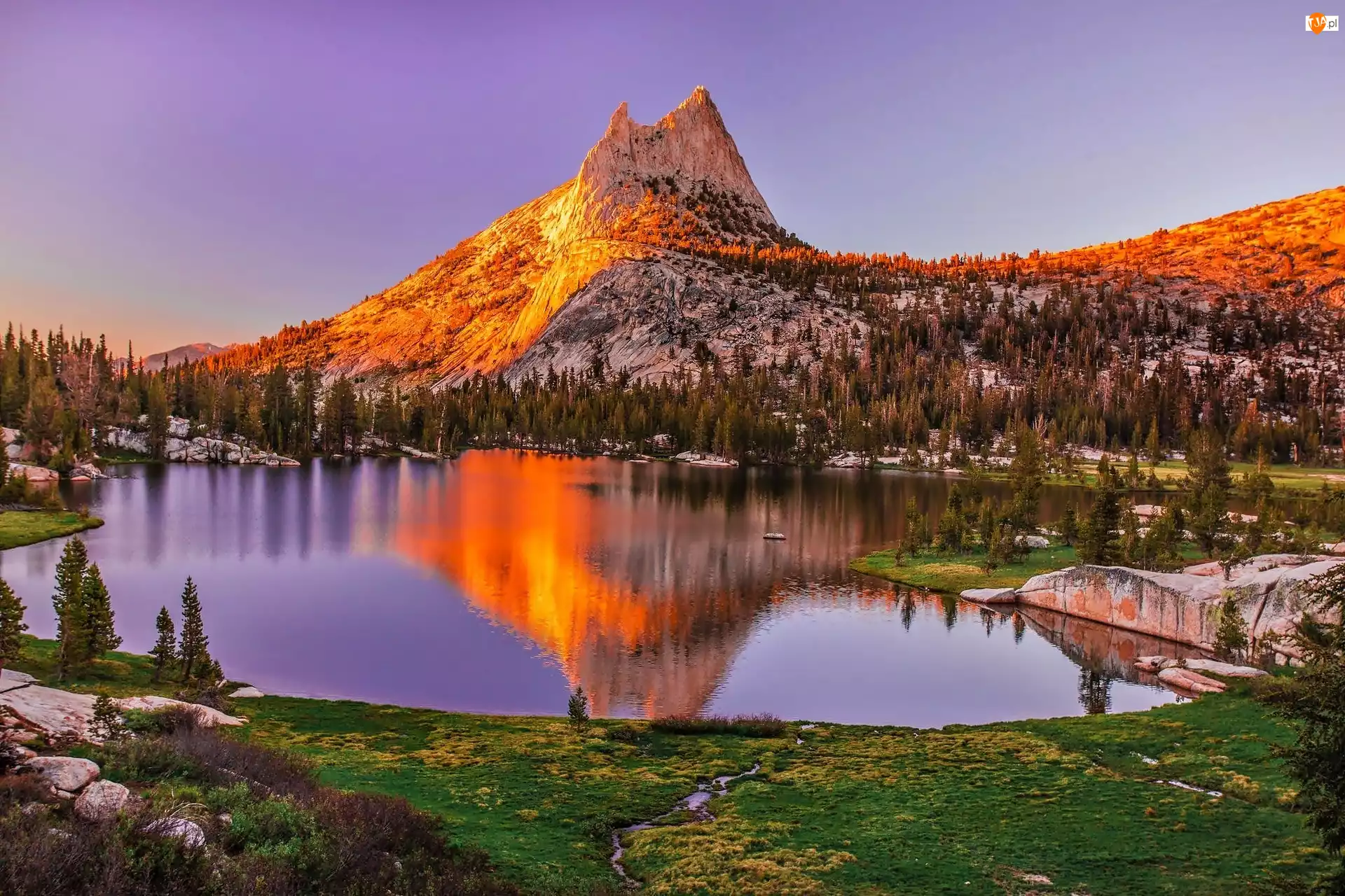Stan Kalifornia, Park Narodowy Yosemite, Chmury, Stany Zjednoczone, Świt, Drzewa, Góry