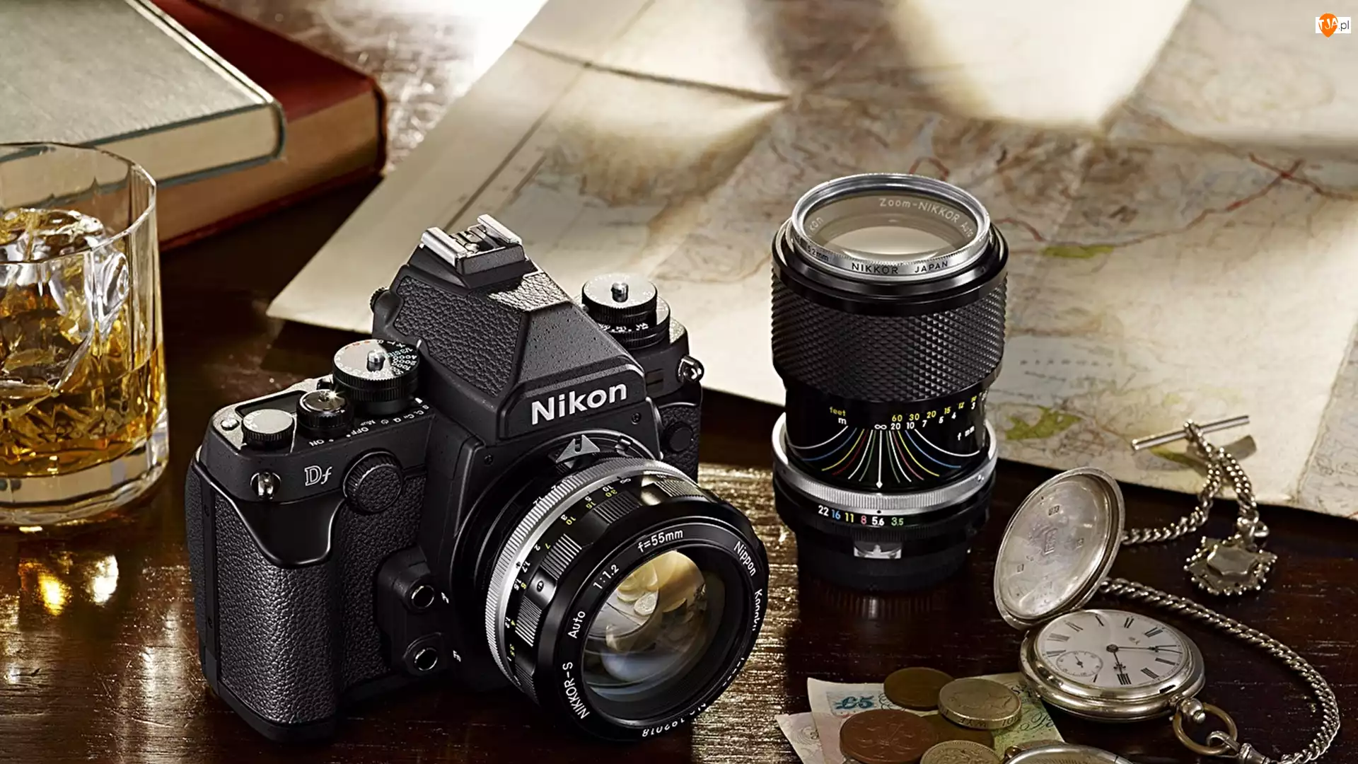 Nikon, Mapa, Kompozycja, Pieniądze, Aparat fotograficzny, Książki