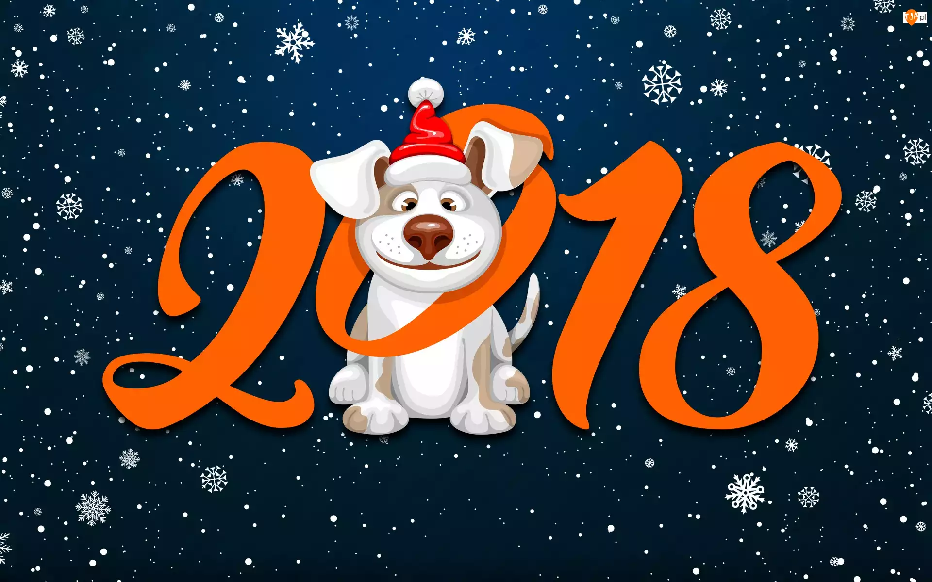 Śnieżynki, Mikołajkowa, 2018, Nowy rok, Grafika 2D, Pies, Czapka