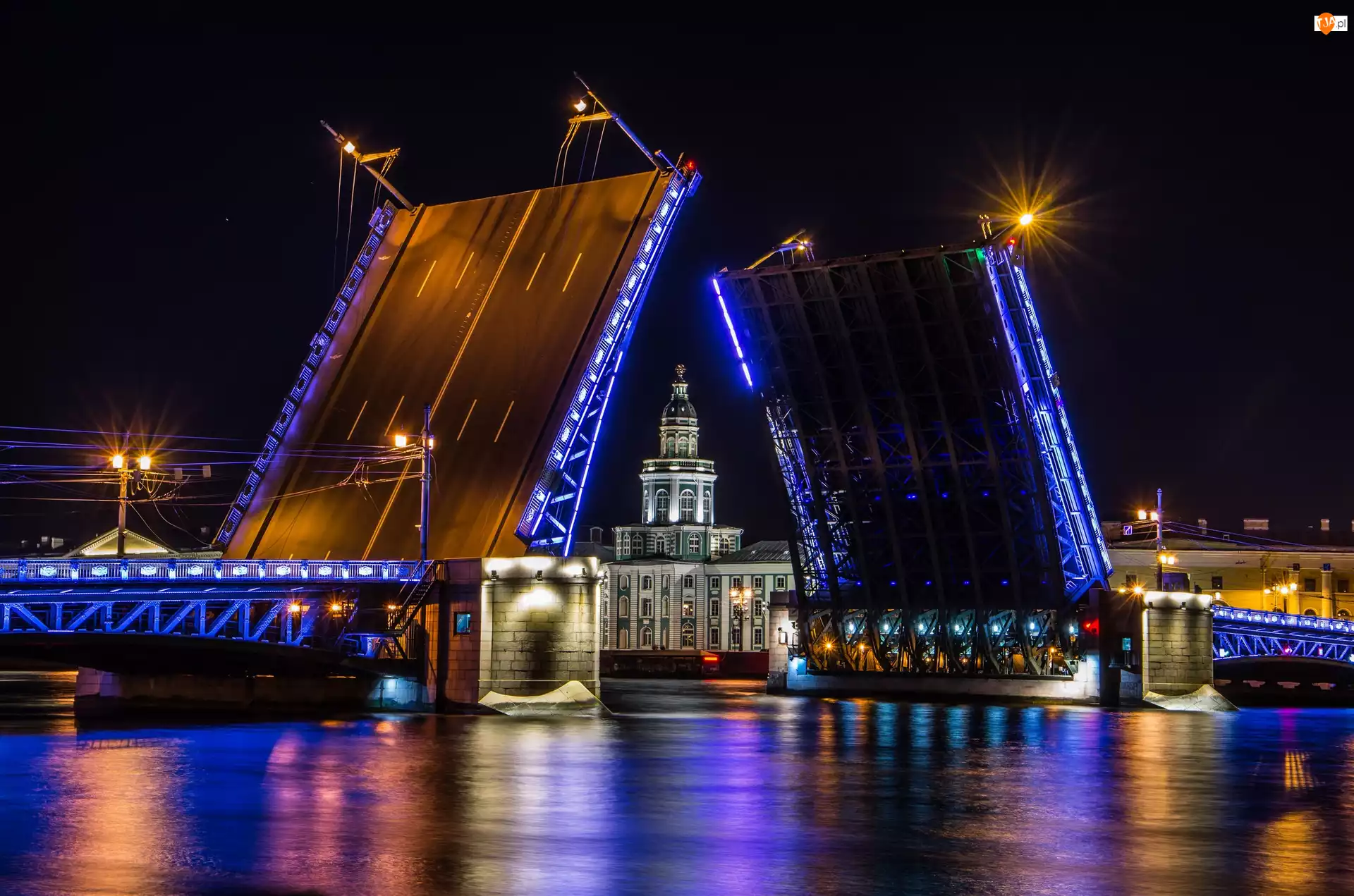 Rosja, Most zwodzony, Petersburg, Rzeka Newa