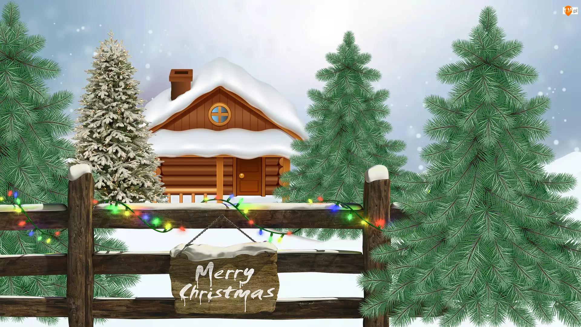 Boże Narodzenie, Dom, Drzewa, Zima, Merry Christmas, Choinki, Płot