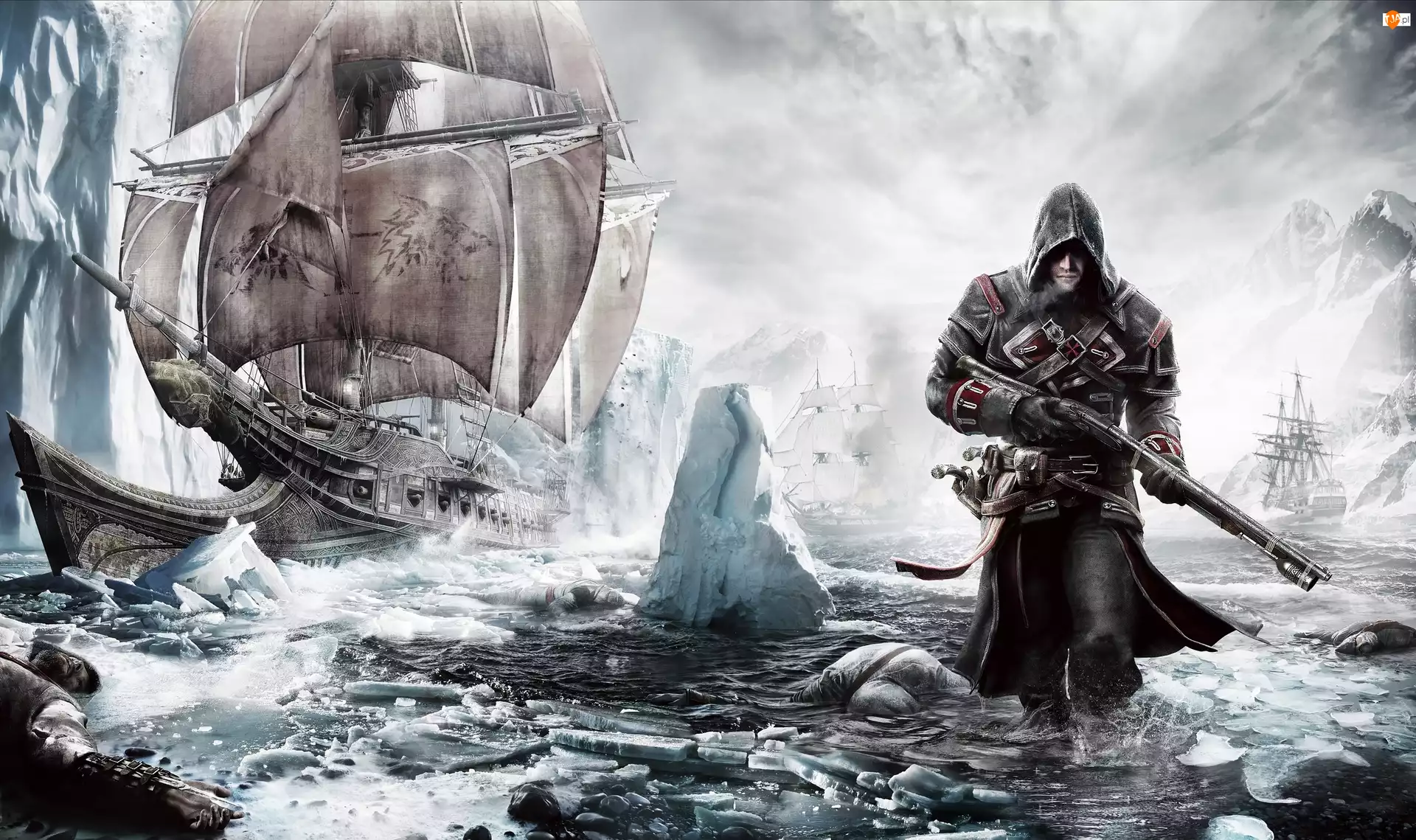 Góry lodowe, Assassins Creed Rogue, Shay Patrick Cormac, Okręt Morrigan