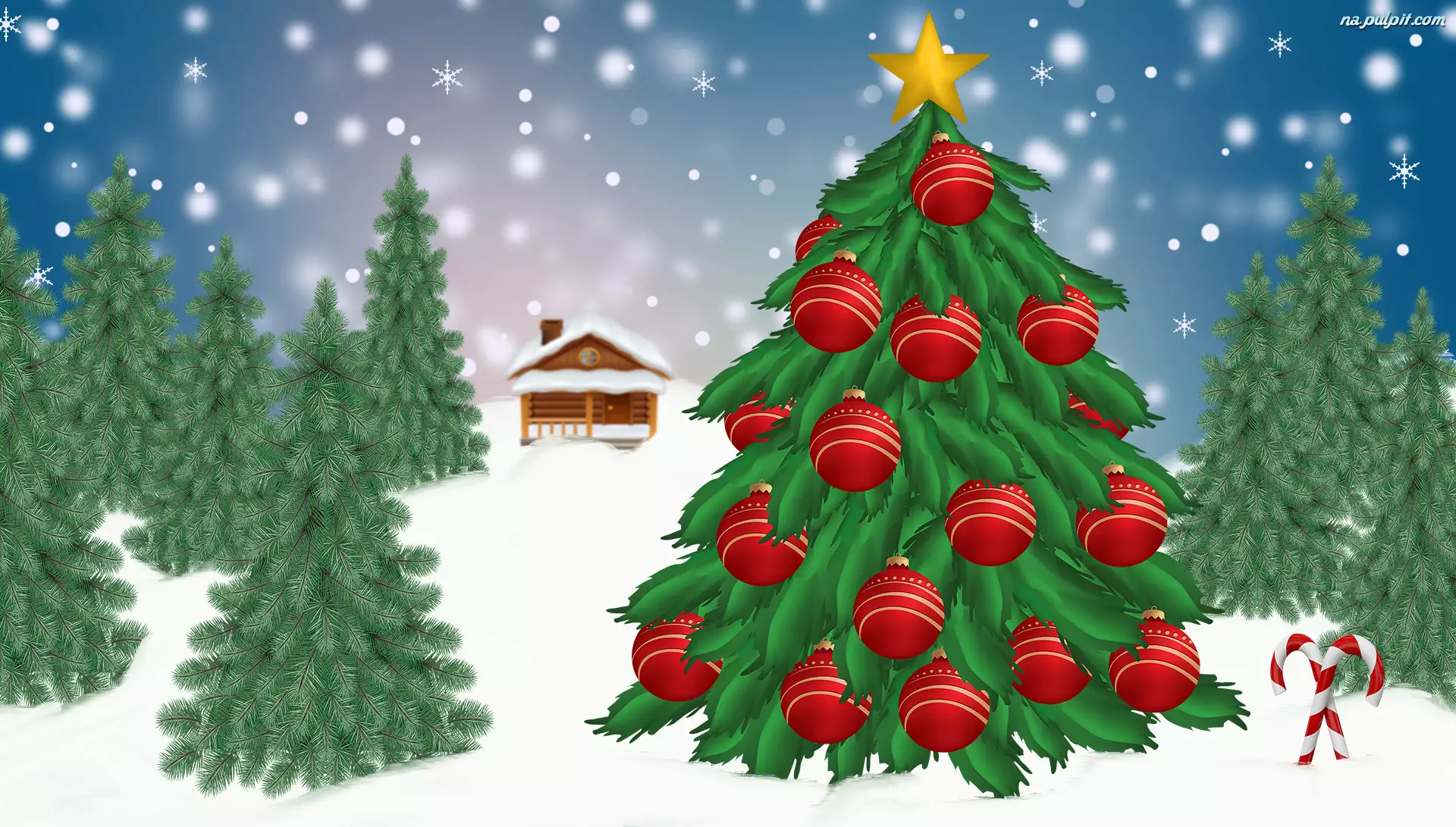 Choinka, Grafika 2D, Boże Narodzenie, Zima, Drzewa