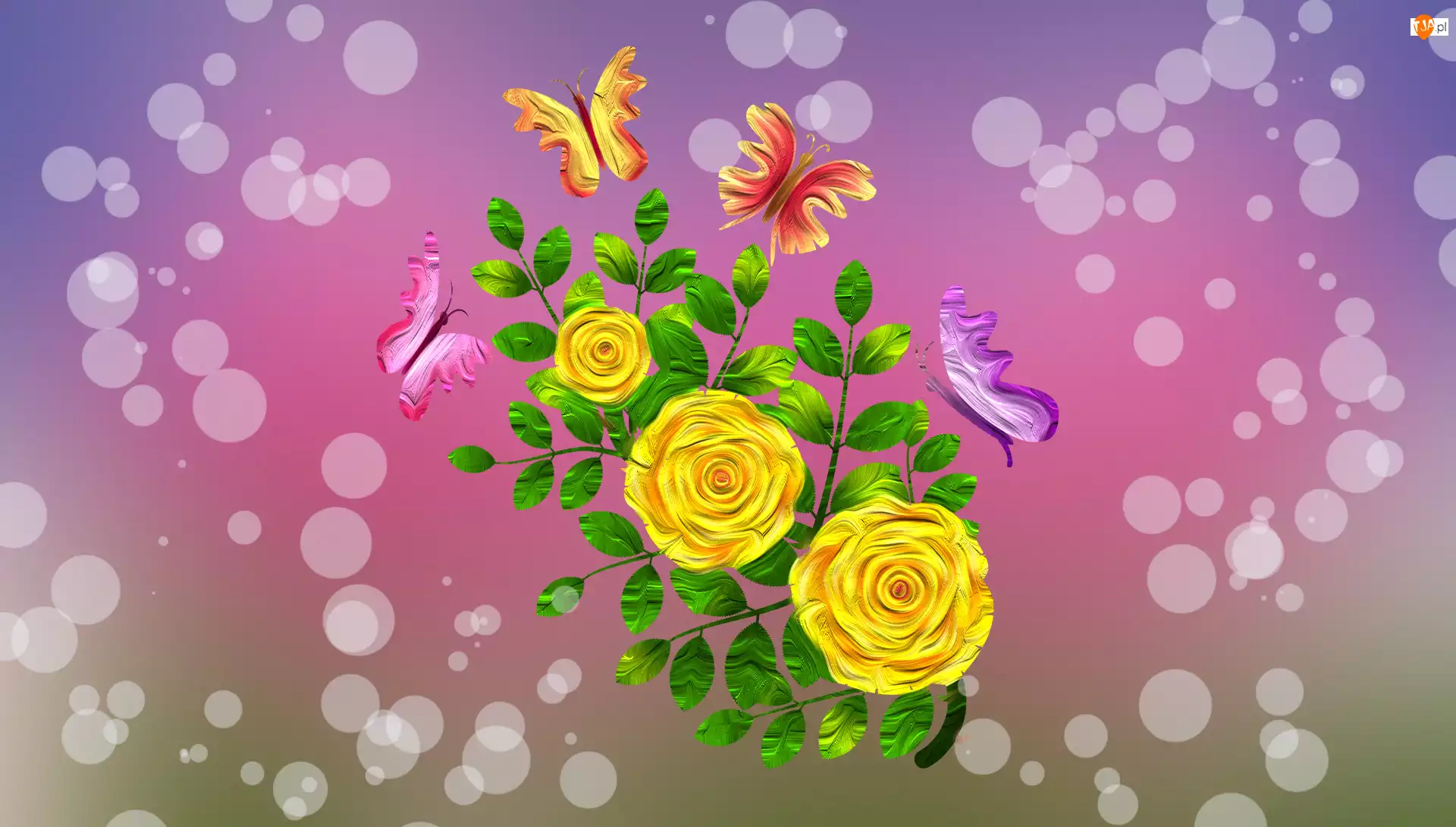 2D, Kwiaty, Motyle