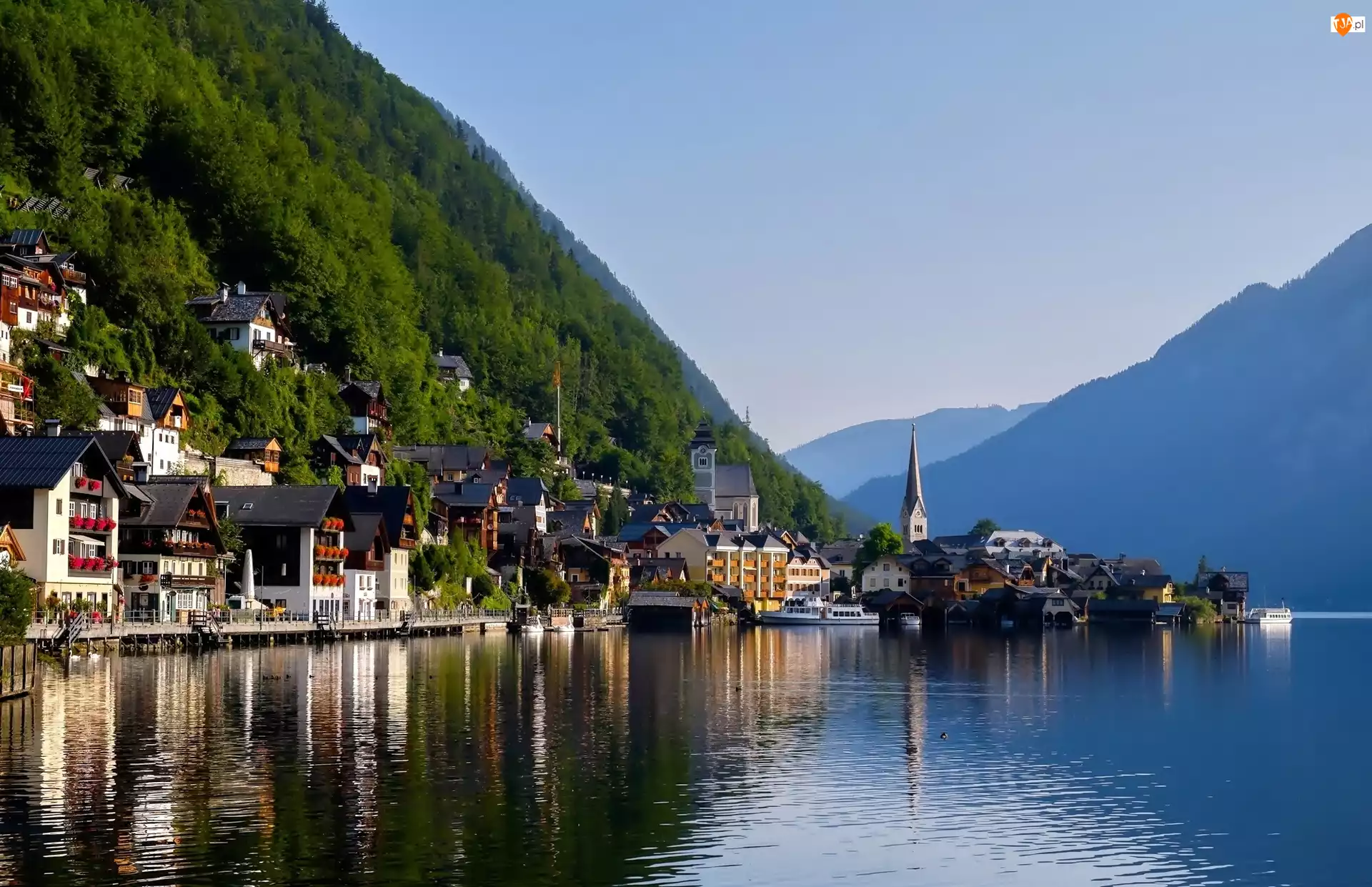 Góry, Austria, Hallstatt, Jezioro