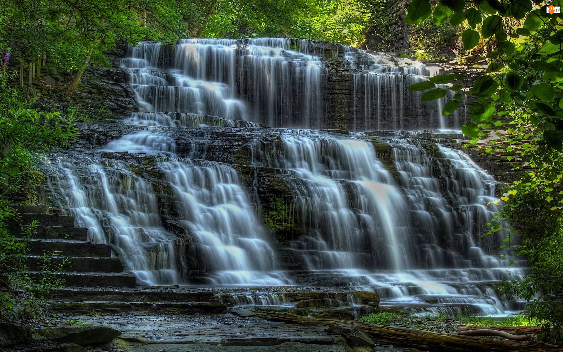 Stany Zjednoczone, Wodospad Cascadilla Gorge Falls, Miasto Ithaca, Stan Nowy Jork