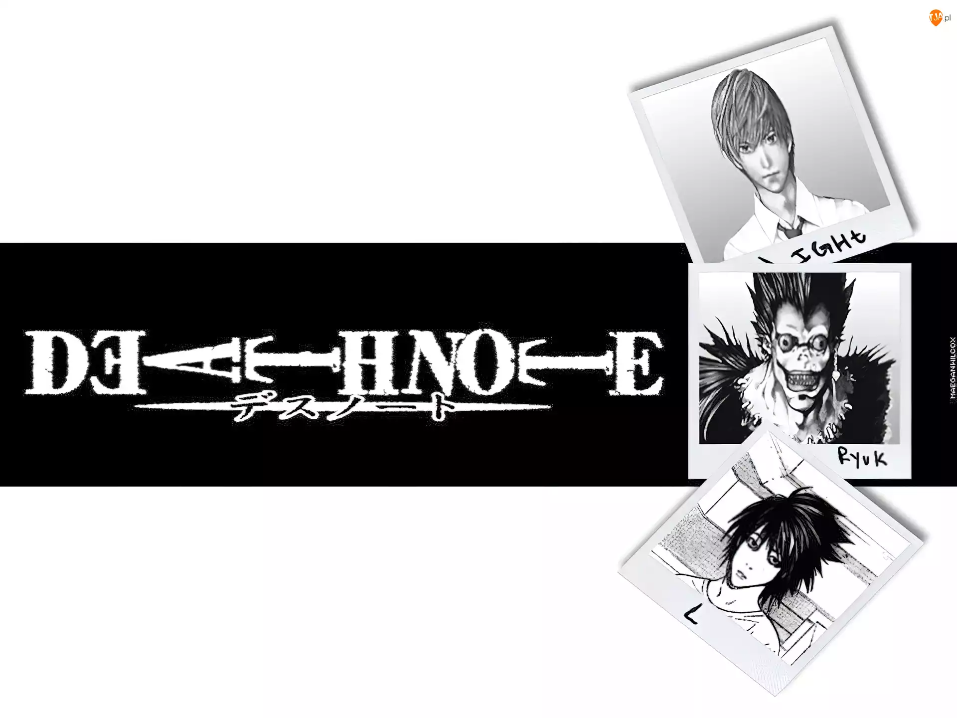 Death Note, napis, zdjęcia, twarze
