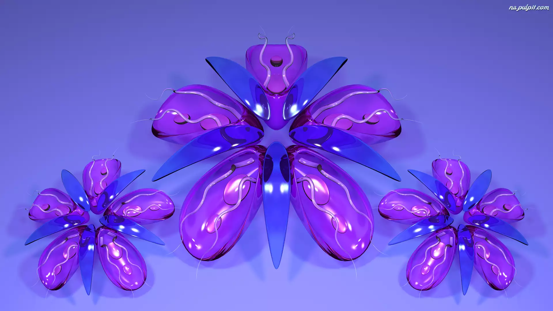 Kwiaty, Grafika 3D, Szklane