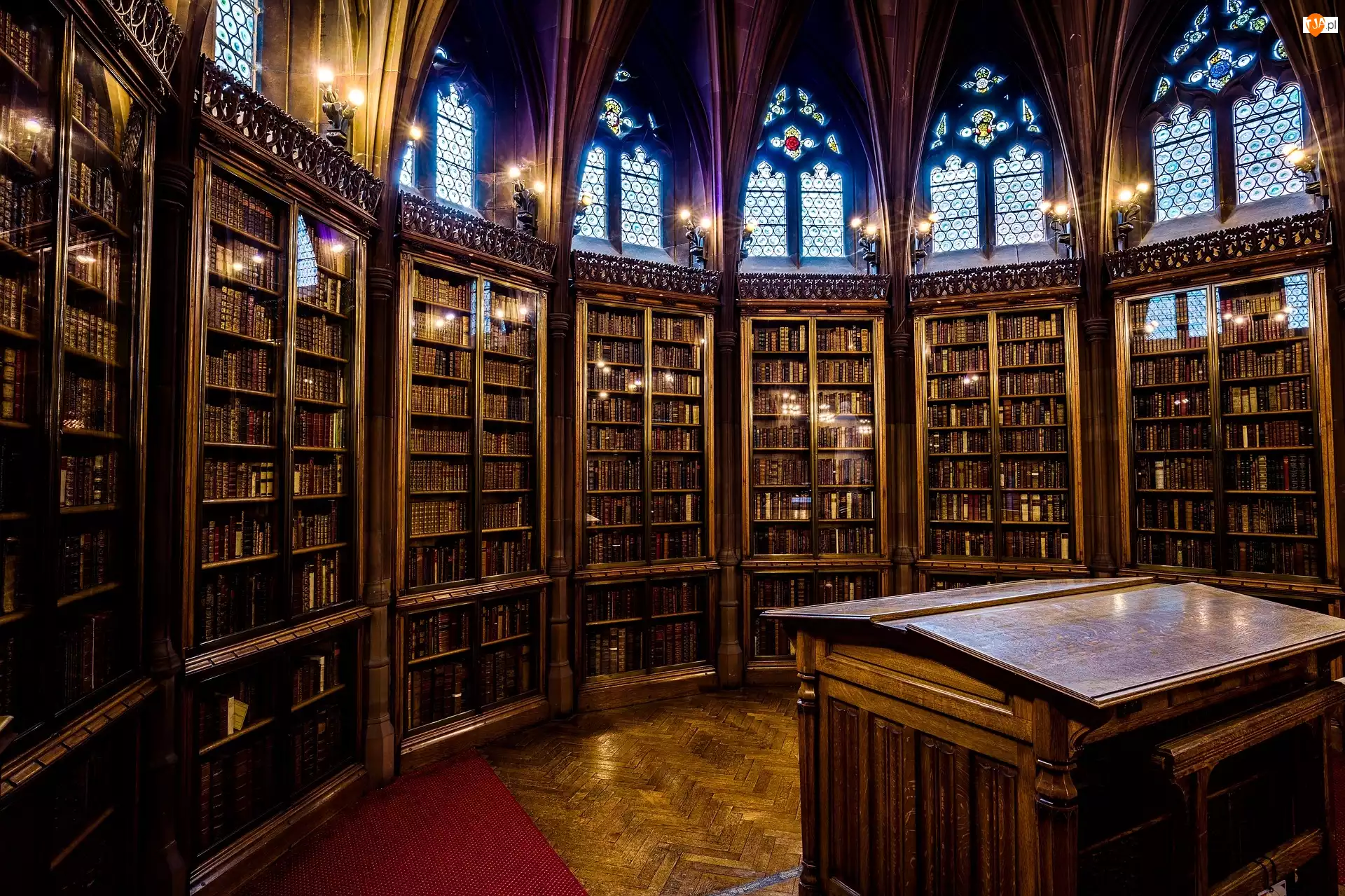 Wnętrze, Biblioteka John Rylands Library, Książki, Anglia, Regały, Manchester