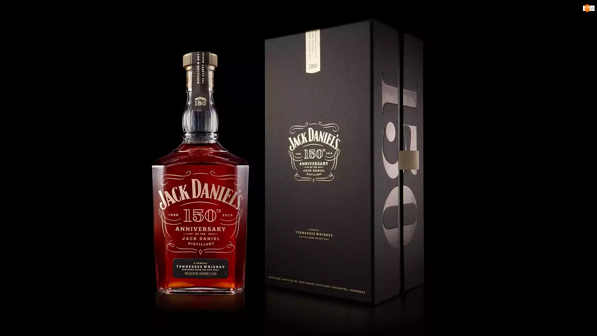 Butelka, Ciemne tło, Jack Daniels, Whisky, Pudełko