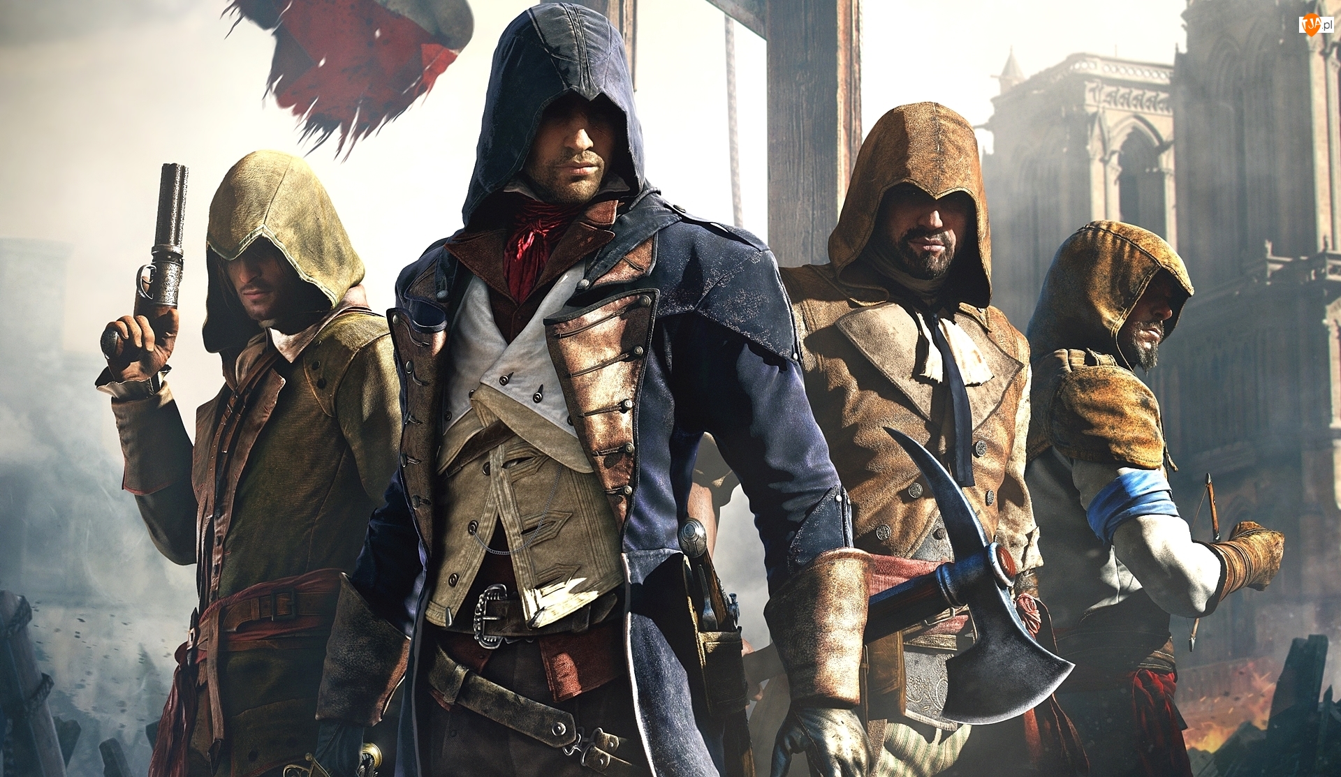 Assassins Creed Unity, Postać, Kaptury, Gra, Broń, Mężczyźni, Arno Dorian