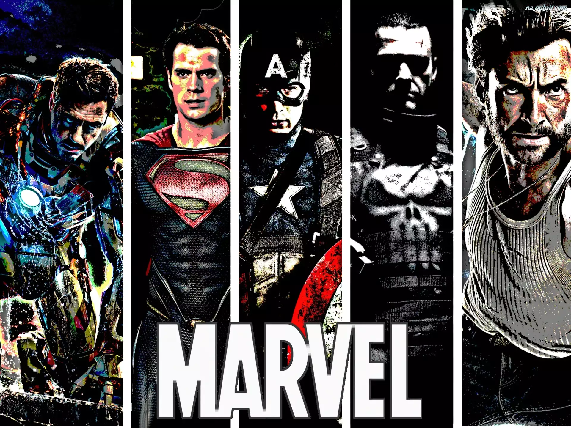 Wolverine, Bohaterzy, X Men, Kapitan Ameryka, Punisher, Heroes, Iron Man, Marvel, Superman