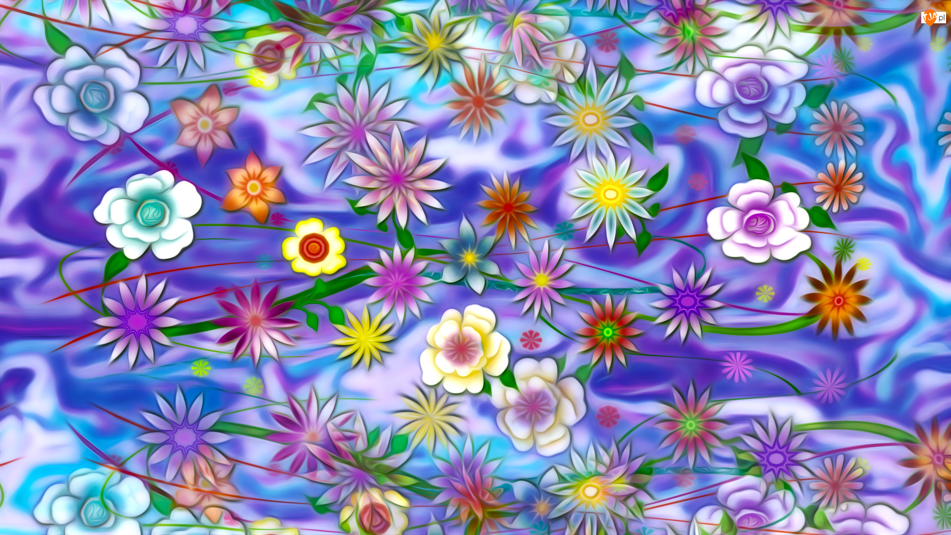 Kwiaty, Grafika, Kolorowe tło