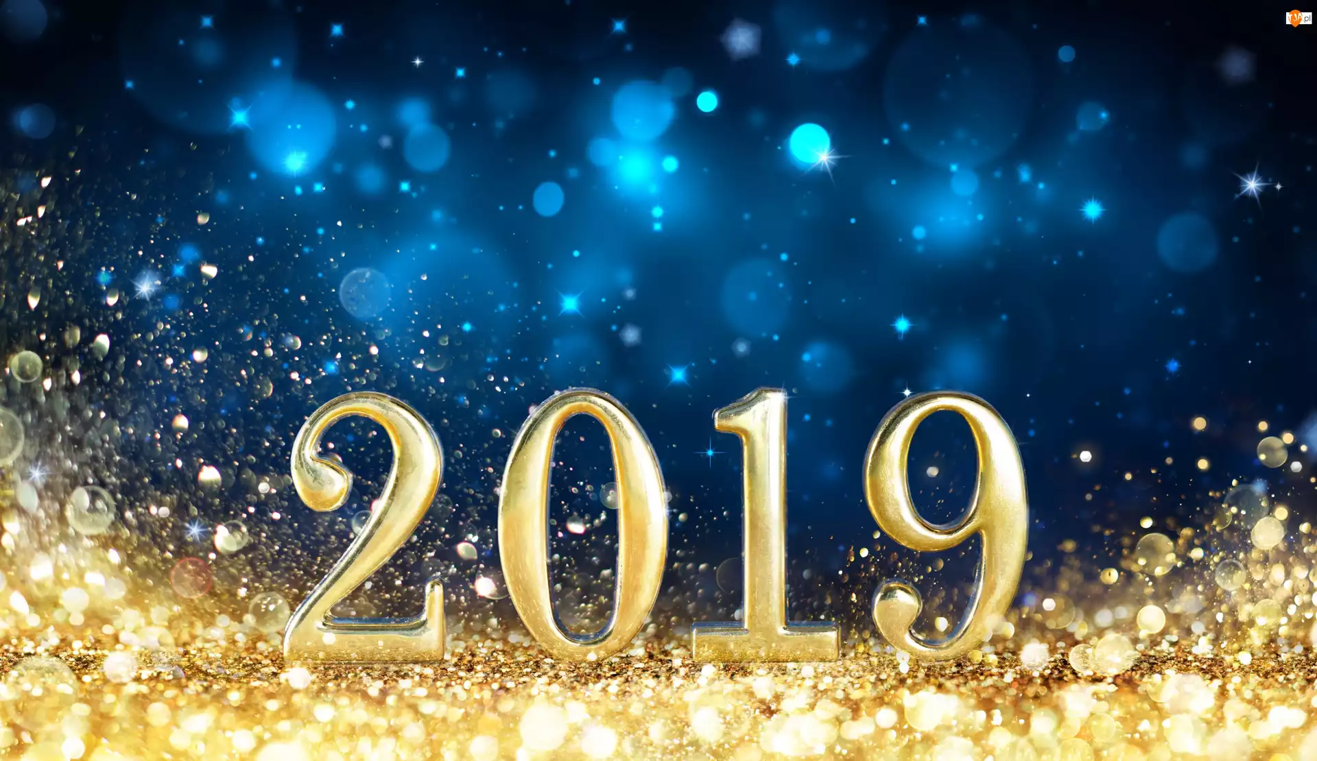 Cyfry, Nowy Rok, 2019, Złote