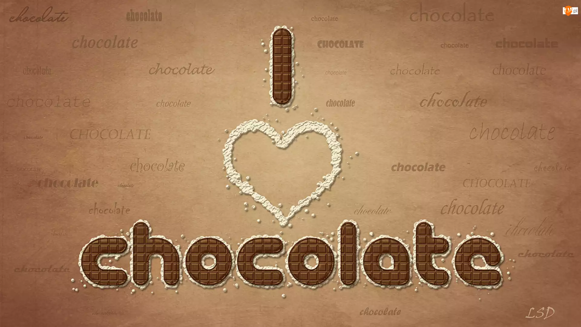 I Love Chocolate, Grafika, Serce, Napis