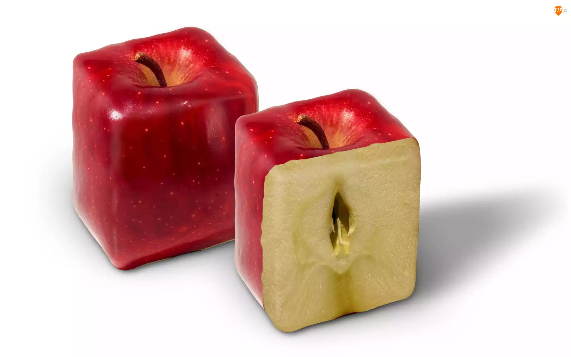 Jabłka, Dwa, Kwadratowe, Czerwone